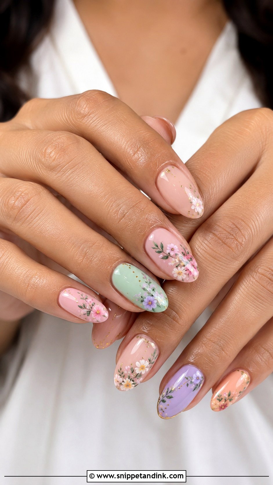 Pastel Indian Wedding Nails With Floral Art - Snippet and Ink - 20 Indian Bride Wedding Nails