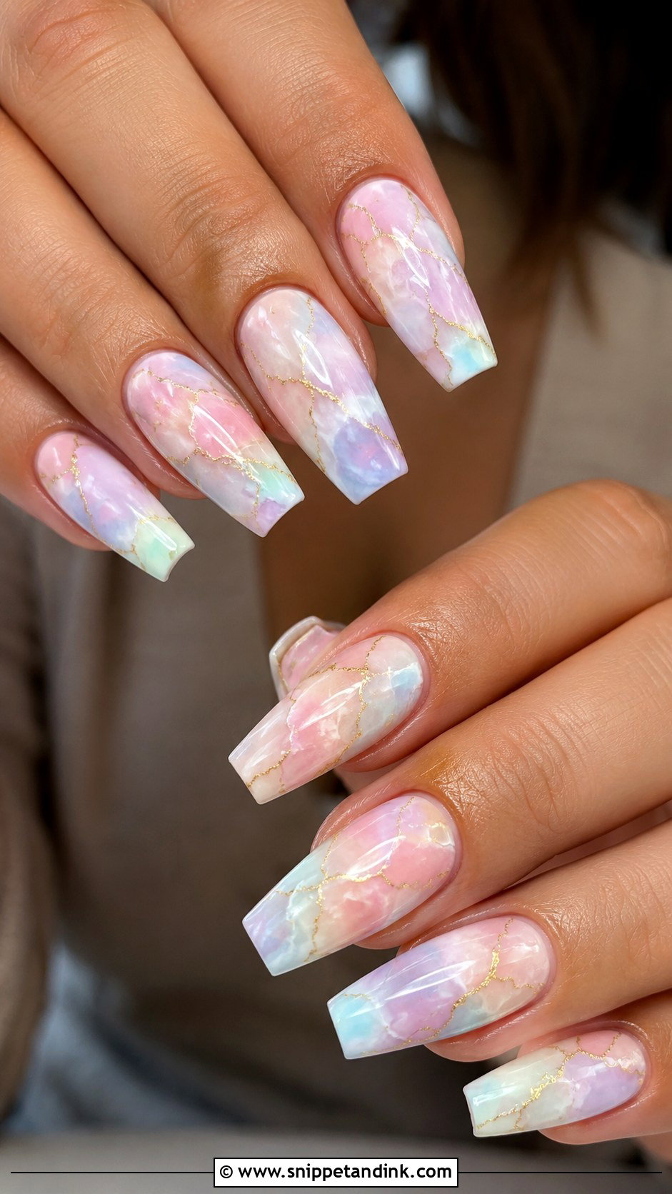 Pastel Marble Wedding Nails - Snippet and Ink - 20 Colorful Wedding Nails