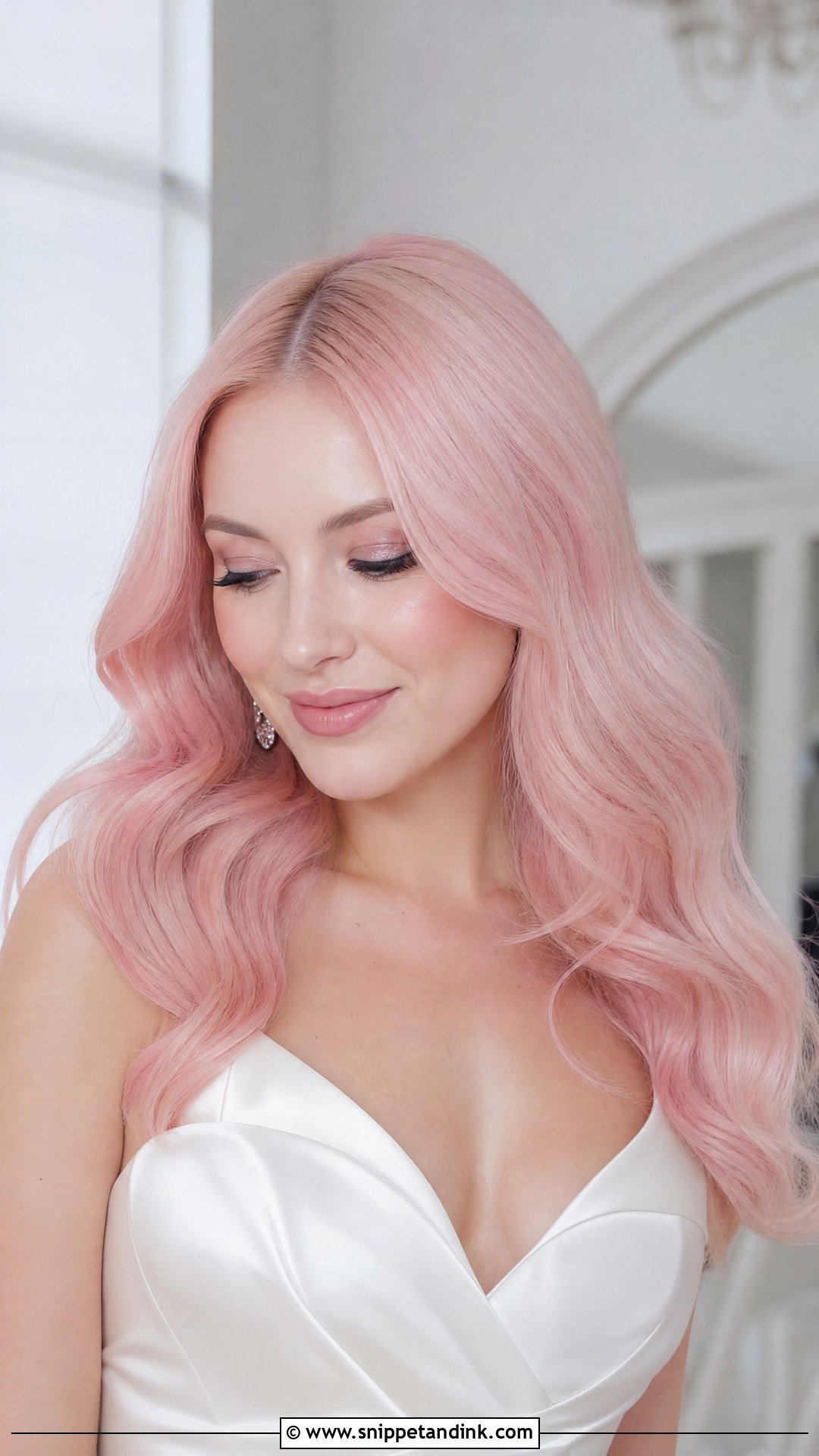 Pastel Pink Bridal Waves - Snippet and Ink - 20 Pink Hair Wedding Ideas