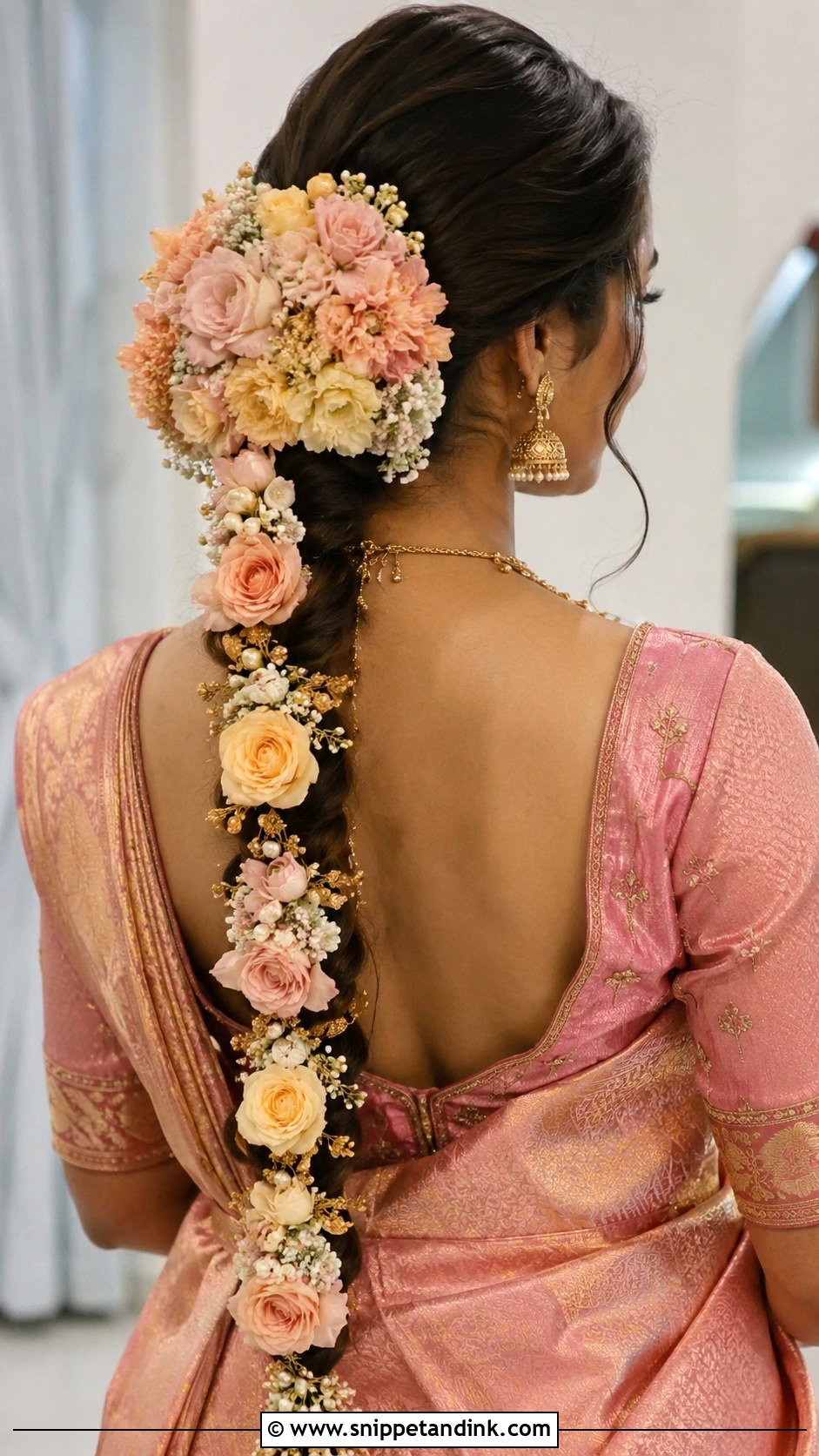 Pastel Poola Jada Bridal Hairstyle - Snippet and Ink - 15 Poola Jadalu Bridal Hairstyles