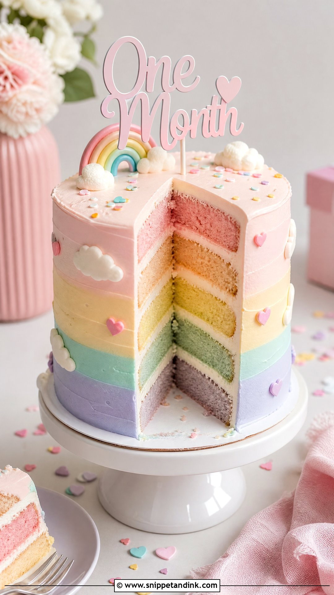 Pastel Rainbow Anniversary Cake - Snippet and Ink - 25 1 Month Anniversary Cake Ideas