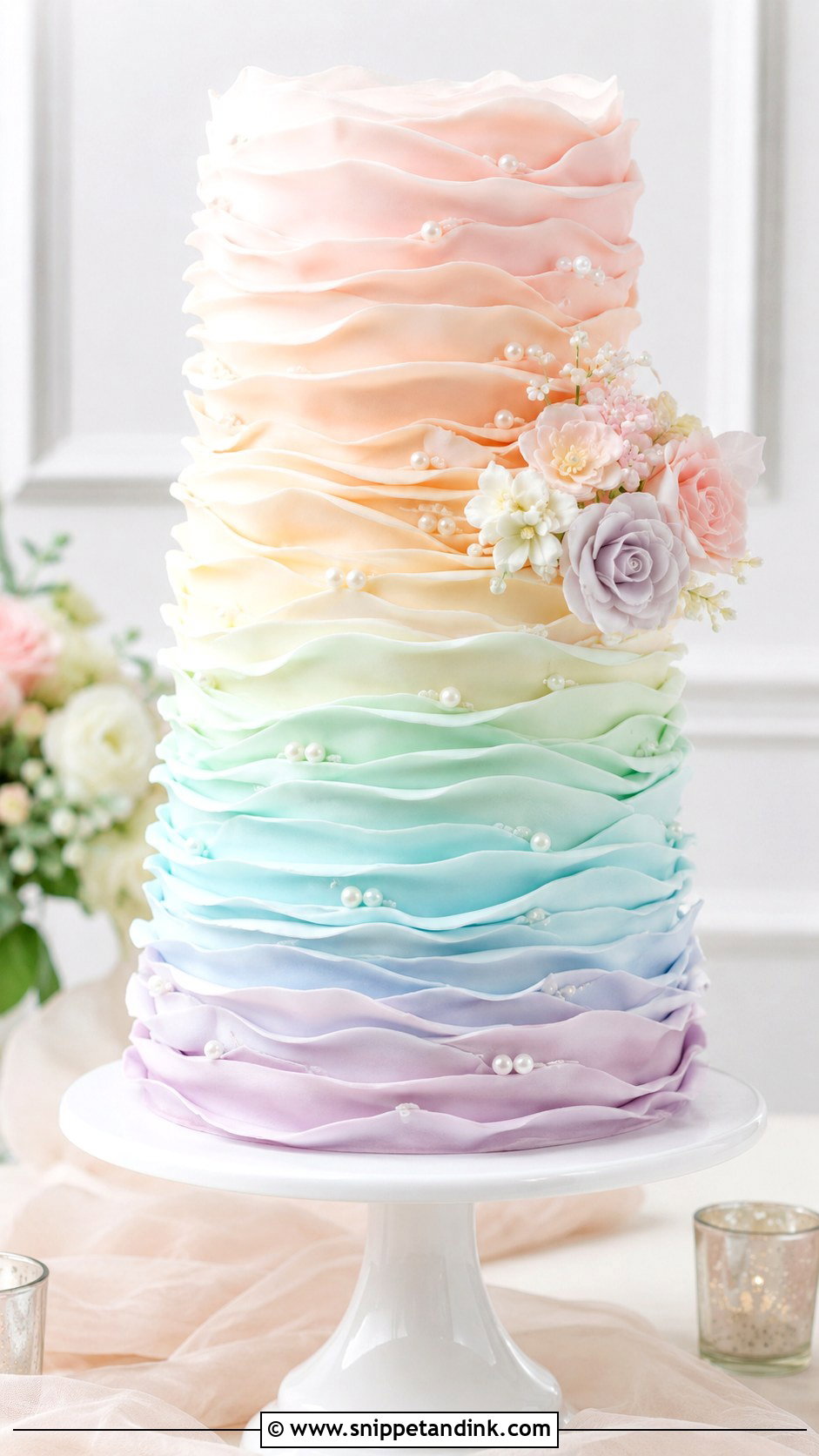 Pastel Rainbow Geode Wedding Cake - Snippet and Ink - 25 Pastel Rainbow Wedding Cake Ideas