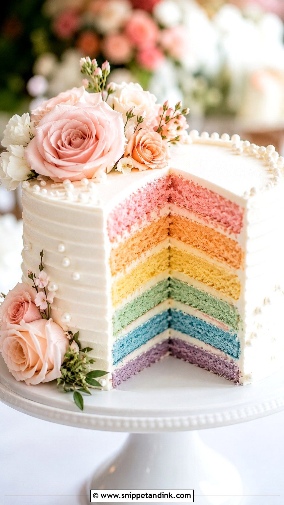 Pastel Rainbow Layer Wedding Cake - Snippet and Ink - 25 Pastel Rainbow Wedding Cake Ideas
