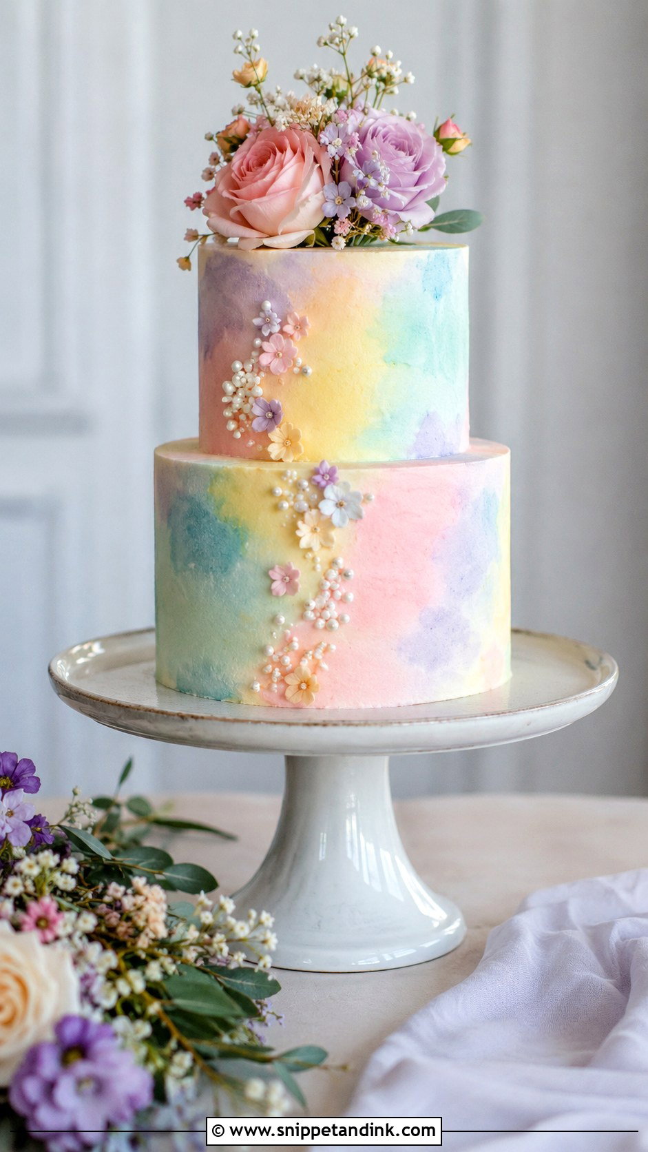 Pastel Rainbow Mini Wedding Cake - Snippet and Ink - 25 Pastel Rainbow Wedding Cake Ideas