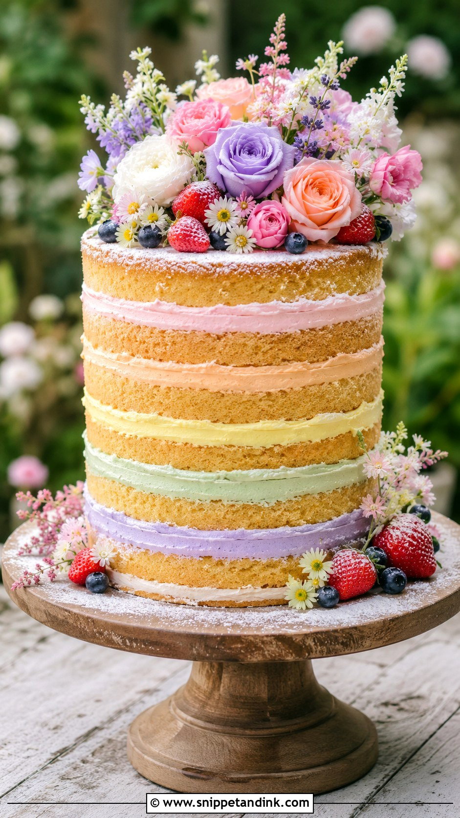 Pastel Rainbow Naked Wedding Cake - Snippet and Ink - 25 Pastel Rainbow Wedding Cake Ideas