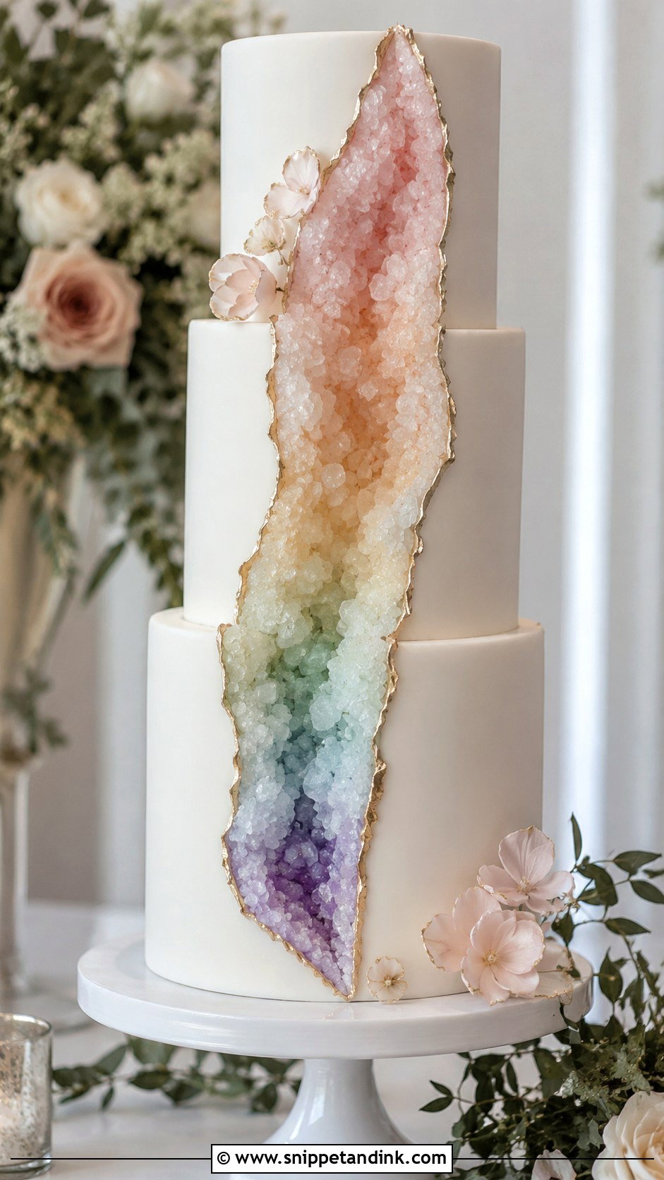 Pastel Rainbow Ruffle Wedding Cake - Snippet and Ink - 25 Pastel Rainbow Wedding Cake Ideas