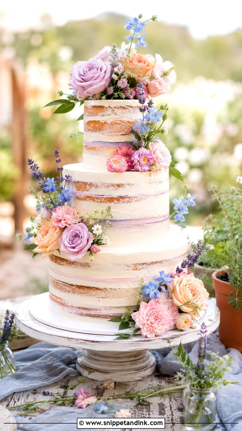 Pastel Rainbow Semi Naked Wedding Cake - Snippet and Ink - 25 Pastel Rainbow Wedding Cake Ideas