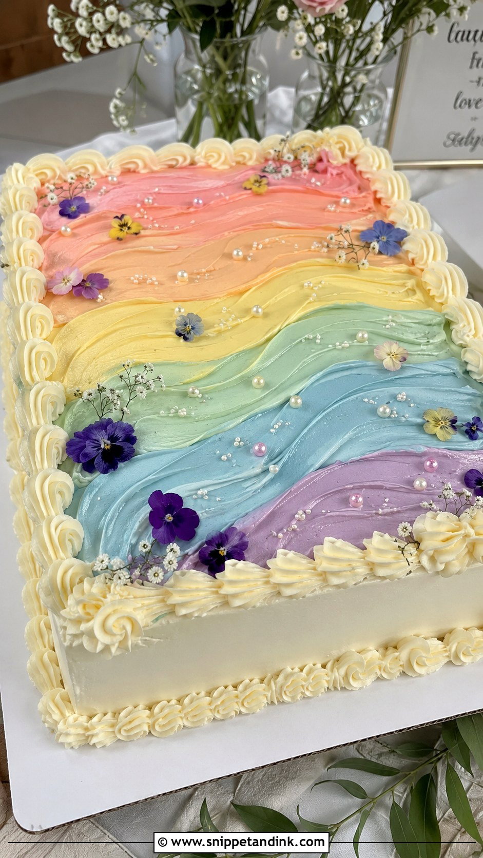 Pastel Rainbow Sheet Wedding Cake - Snippet and Ink - 25 Pastel Rainbow Wedding Cake Ideas