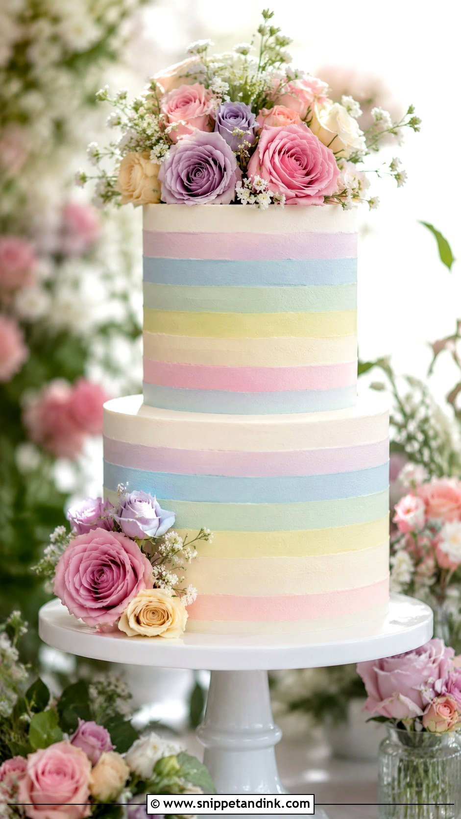 Pastel Striped Wedding Cake - Snippet and Ink - 20 Striped Wedding Cake Ideas