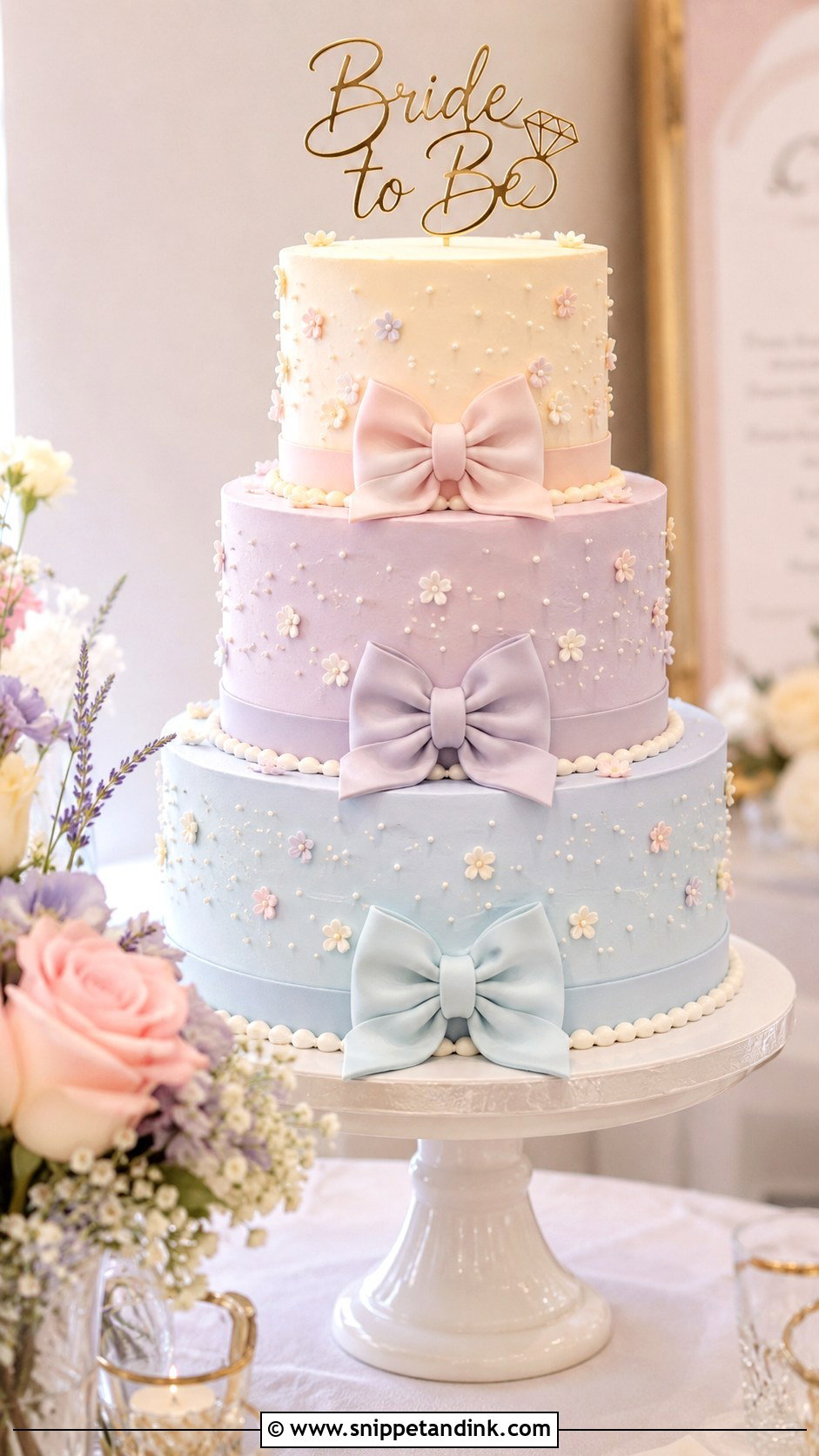 Pastel Tiered Bachelorette Cake - Snippet and Ink - 25 Let Them Eat Cake Bachelorette Ideas for Wedding
