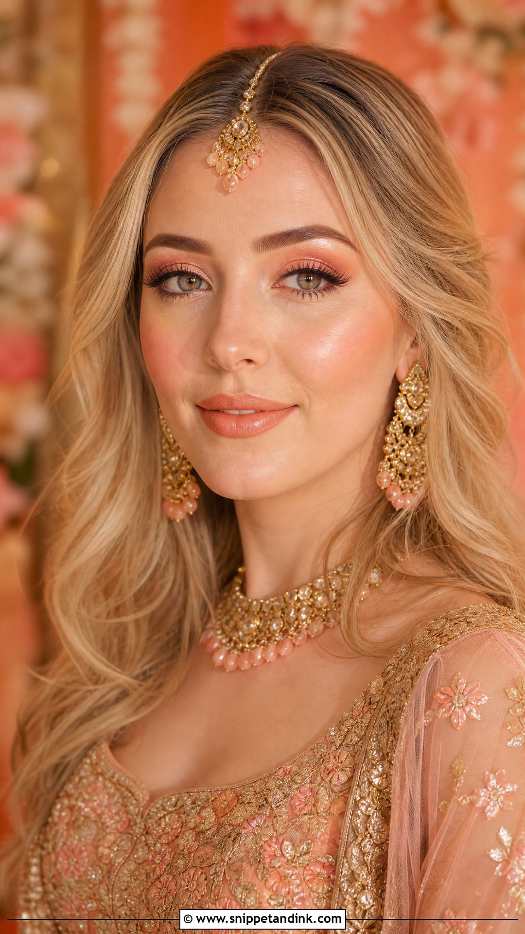 Peach Bollywood Bridal Makeup - Snippet and Ink - 20 Bollywood Bridal Look Ideas