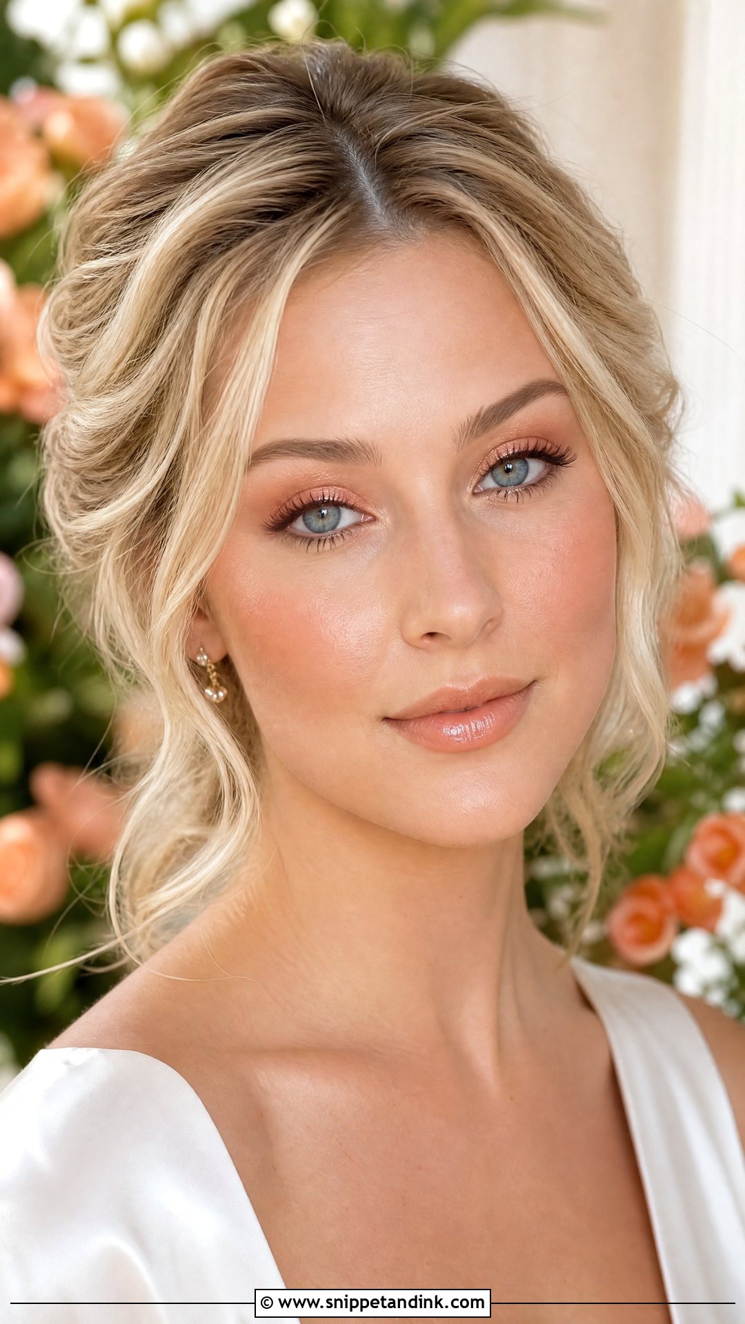 Peach Bridal Makeup For Blue Eyes - Snippet and Ink - 20 Blue Eye Bridal Makeup Ideas