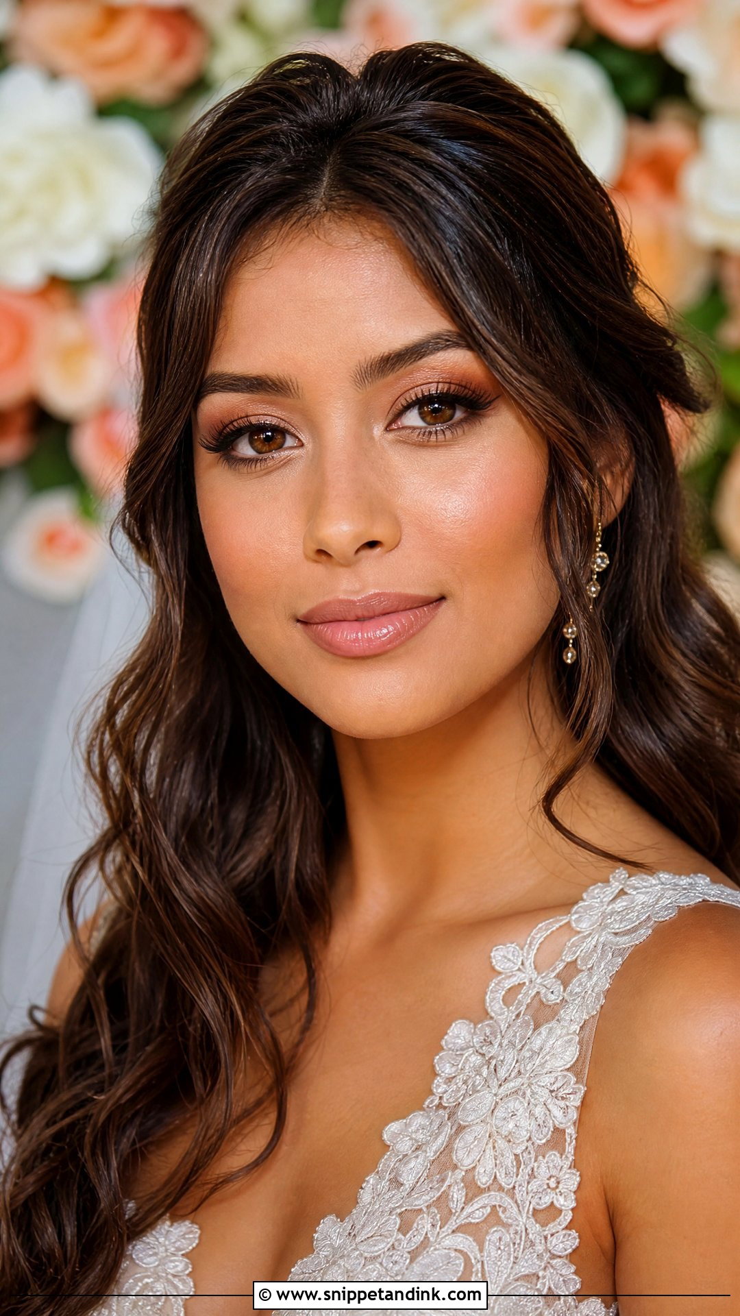 Peach Bridal Makeup For Brown Eyes - Snippet and Ink - 20 Brown Eye Bridal Makeup Ideas