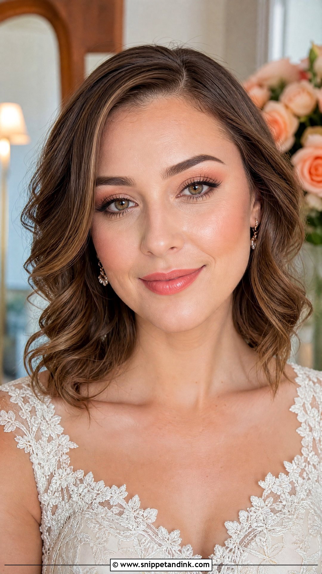 Peach Bridal Makeup With Brown Eyeliner - Snippet and Ink - 20 Peach Bridal Makeup Ideas