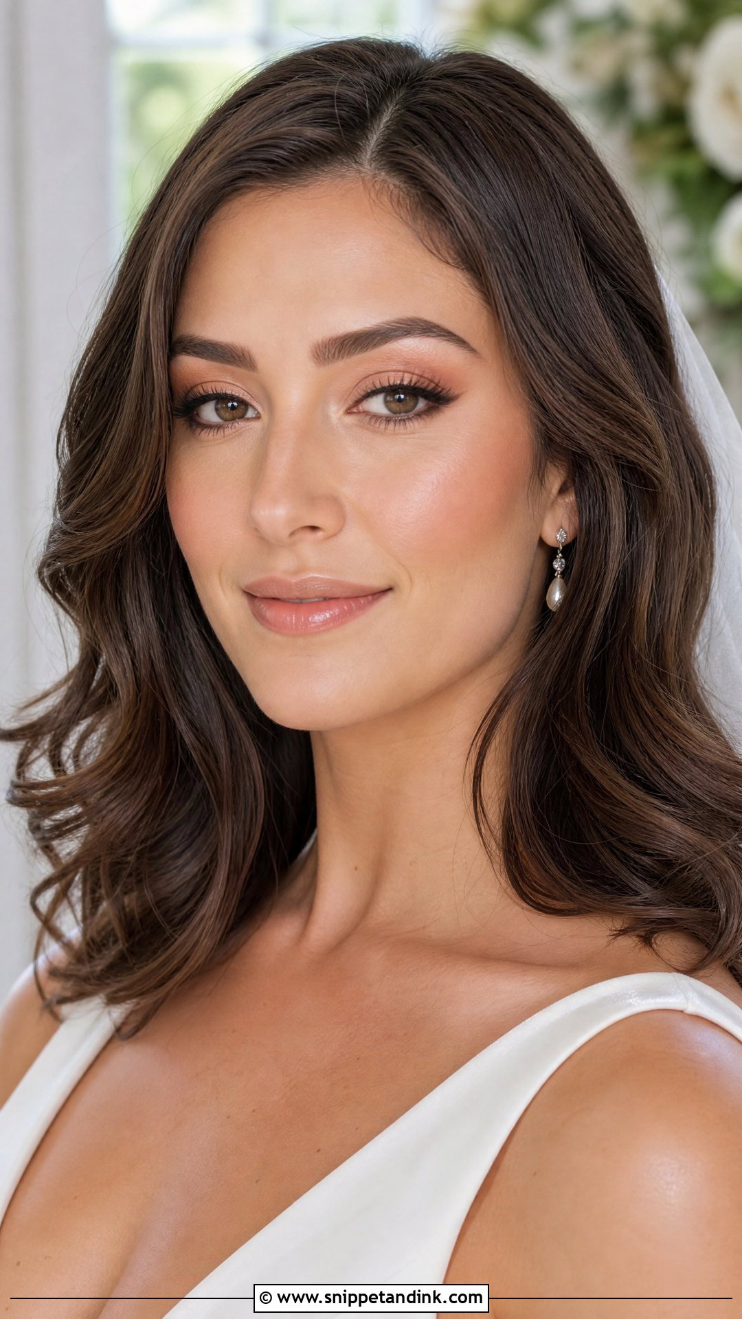 Peach Bridal Makeup With Brown Liner - Snippet and Ink - 20 Peachy Bridal Makeup Ideas