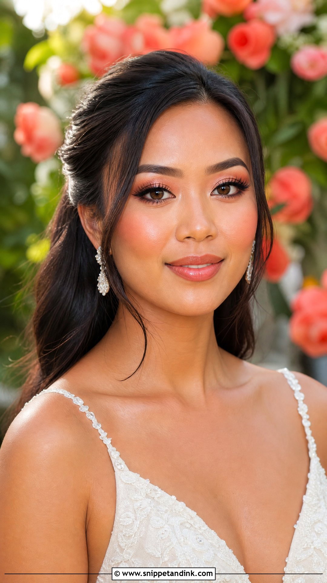 Peach Bridal Makeup With Coral Blush - Snippet and Ink - 20 Peach Bridal Makeup Ideas