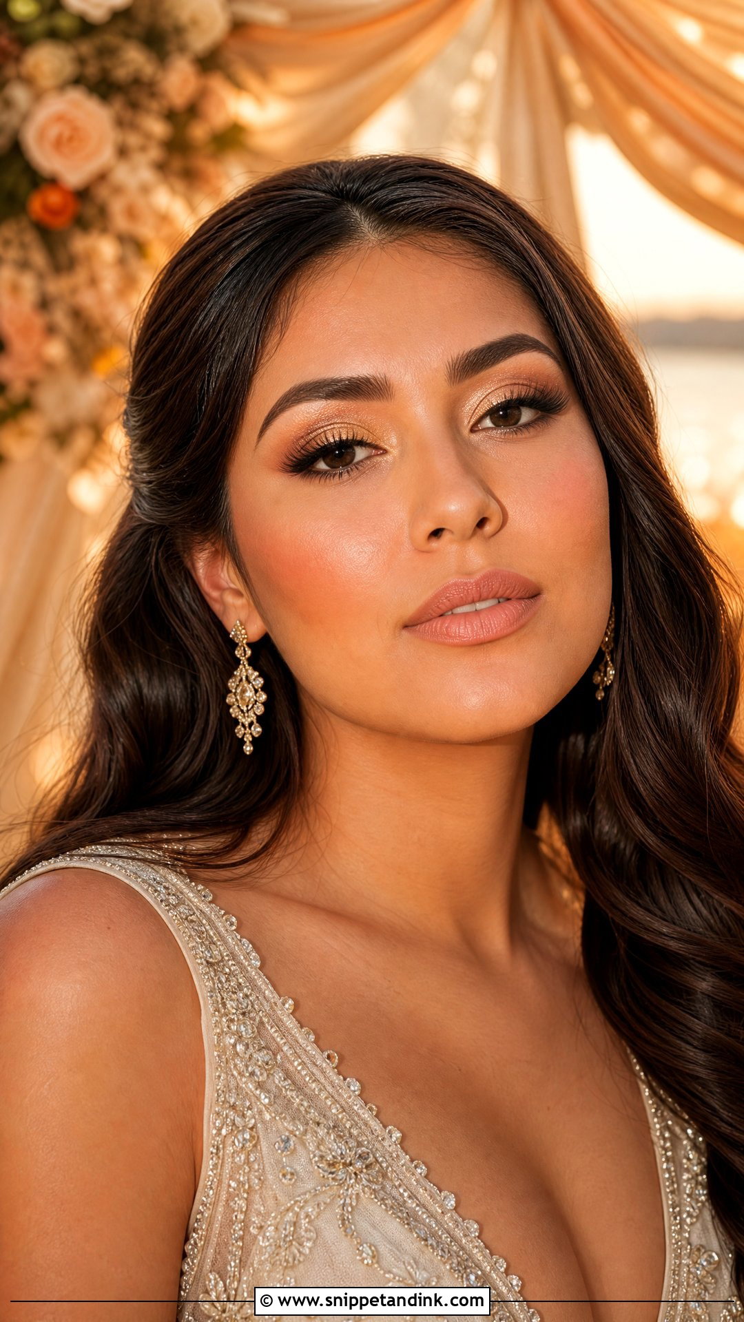 Peach Bridal Makeup With Gold Eyeshadow - Snippet and Ink - 20 Peach Bridal Makeup Ideas