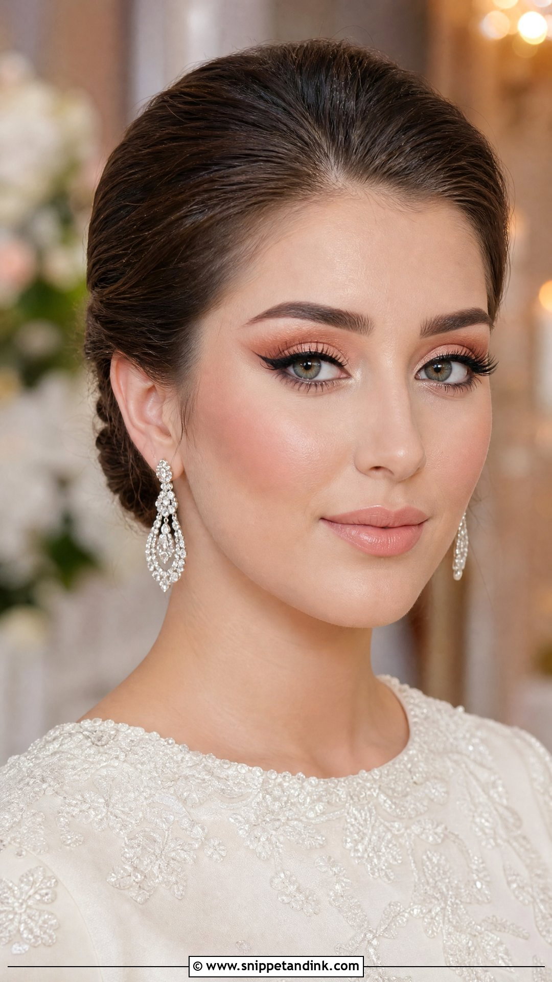 Peach Bridal Makeup With Winged Liner - Snippet and Ink - 20 Peachy Bridal Makeup Ideas