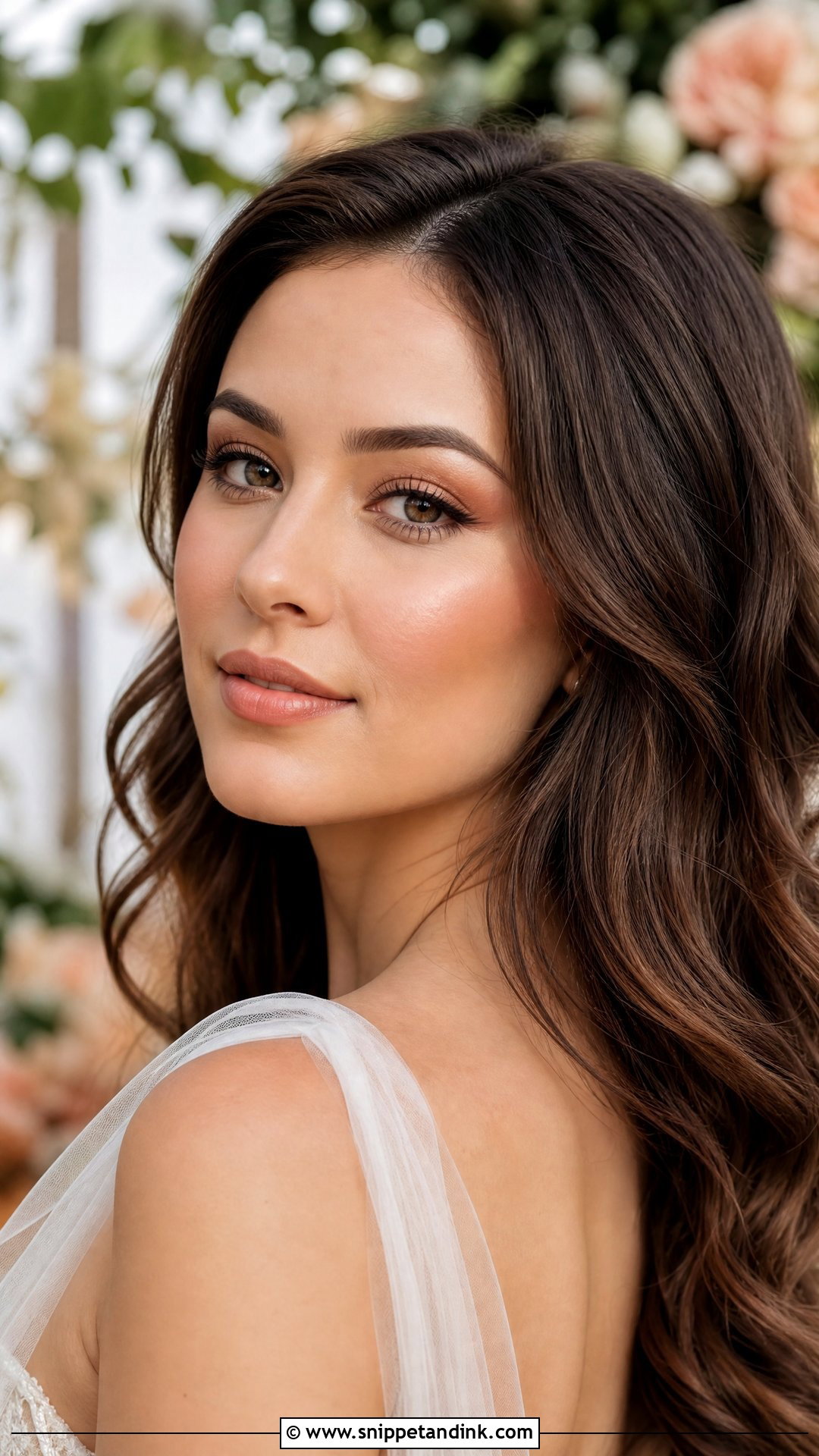 Peach Brunette Bridal Makeup - Snippet and Ink - 20 Brunette Bridal Makeup Ideas