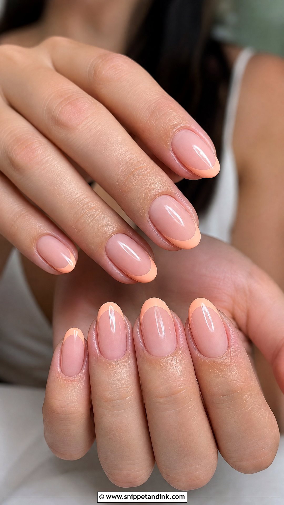 Peach French Tip Nails - Snippet and Ink - 20 Nail Inspo for Wedding Guest Ideas
