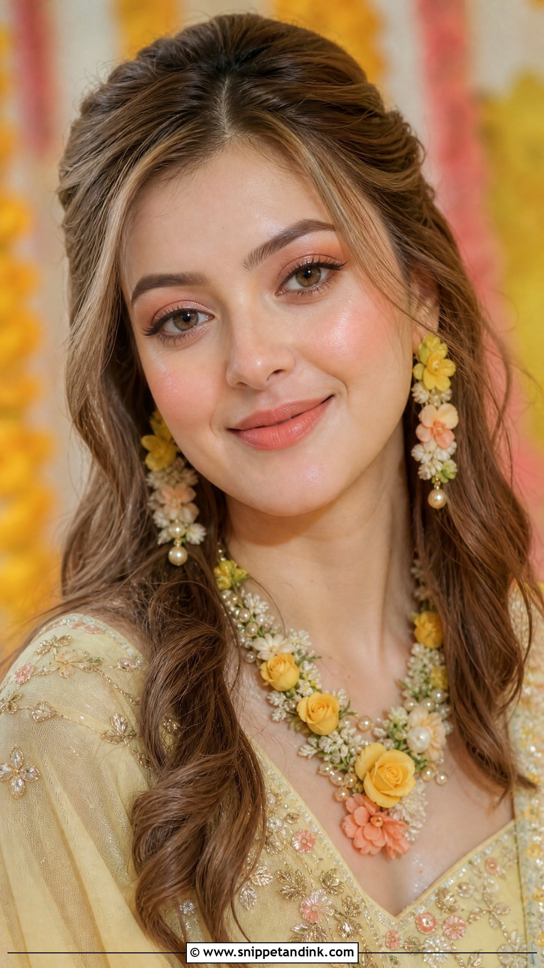 Peach Haldi Bridal Makeup - Snippet and Ink - 25 Haldi Bridal Look Ideas