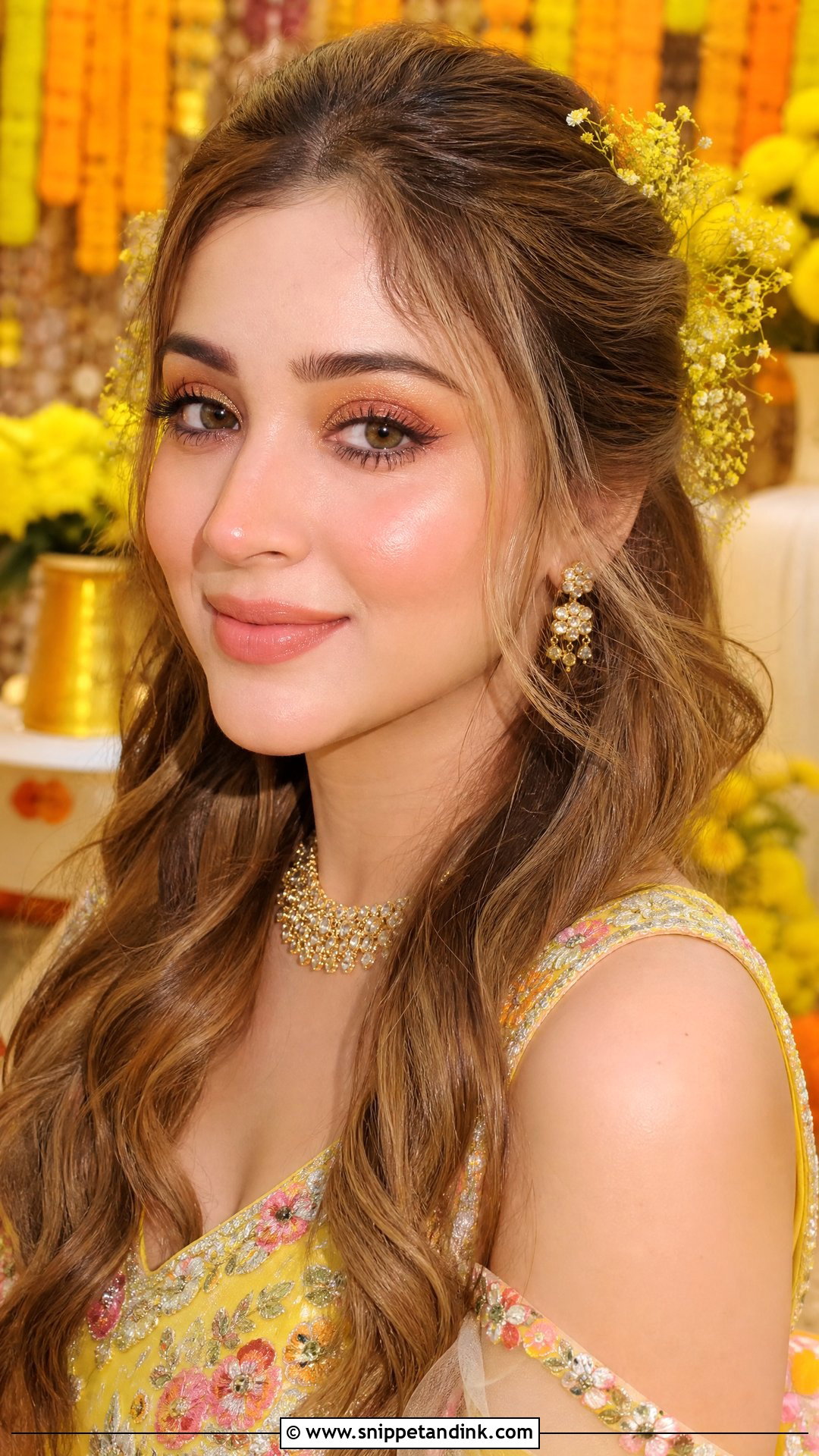 Peach Haldi Makeup Look - Snippet and Ink - 25 Haldi Makeup Look for Bride Ideas