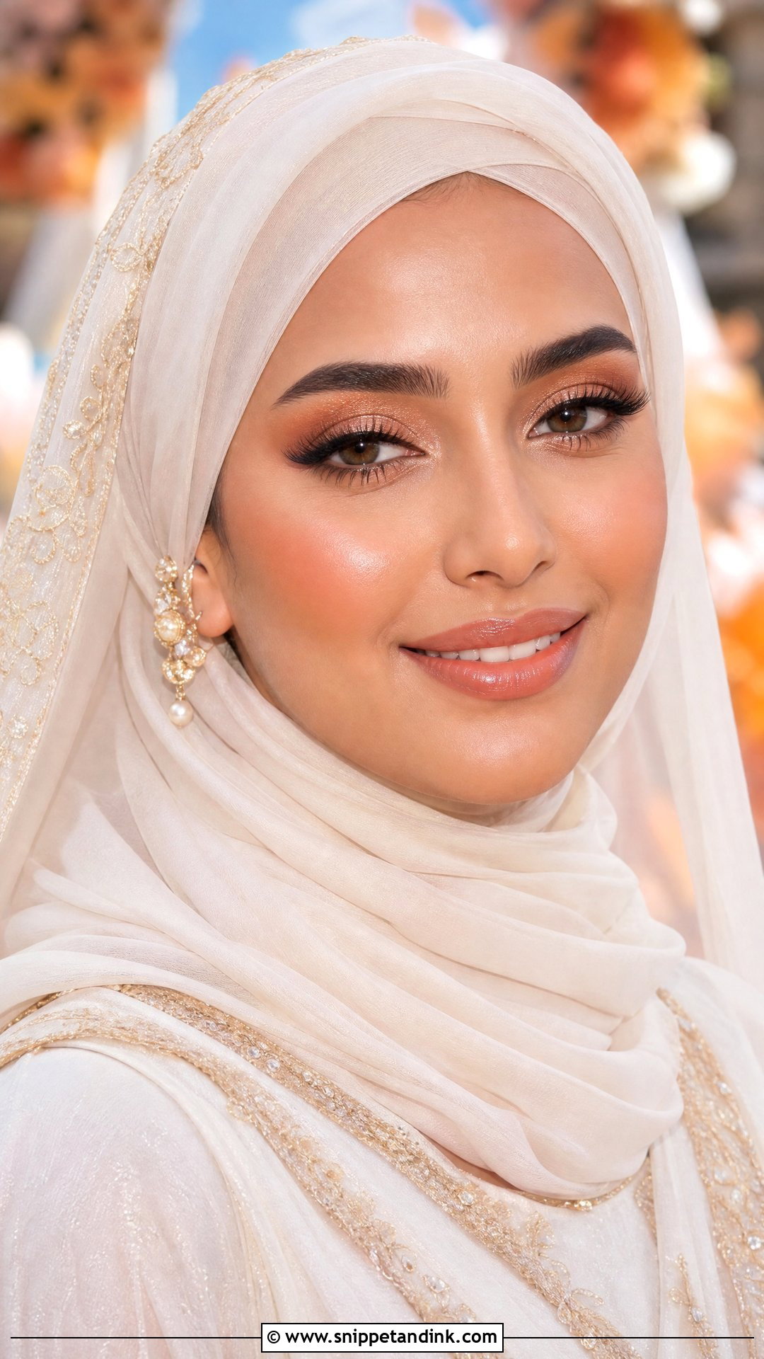 Peach Hijab Bridal Makeup - Snippet and Ink - 25 Wedding Makeup Hijab Ideas
