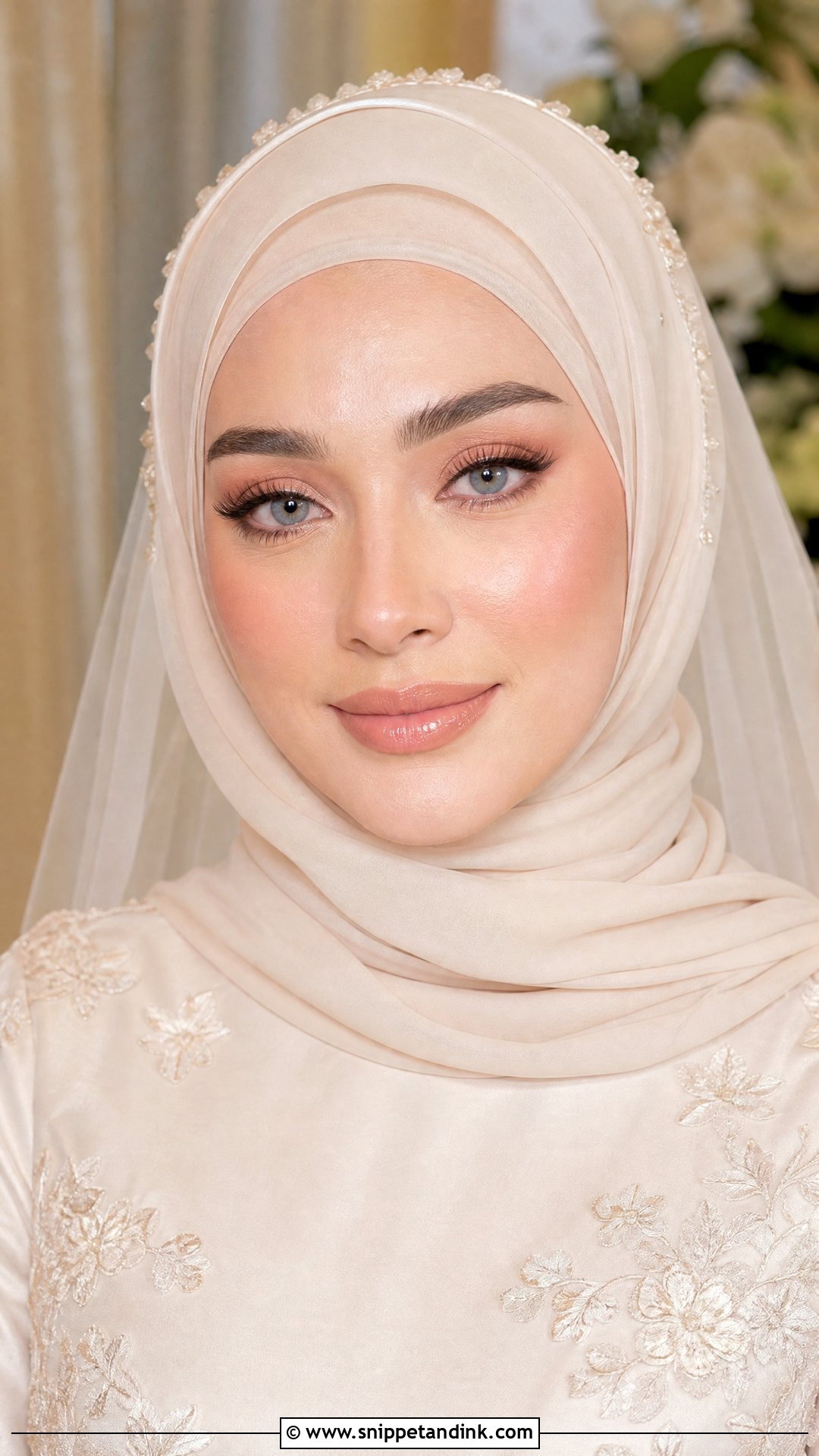 Peach Hijab Wedding Makeup - Snippet and Ink - 20 Hijab Wedding Makeup Look Ideas