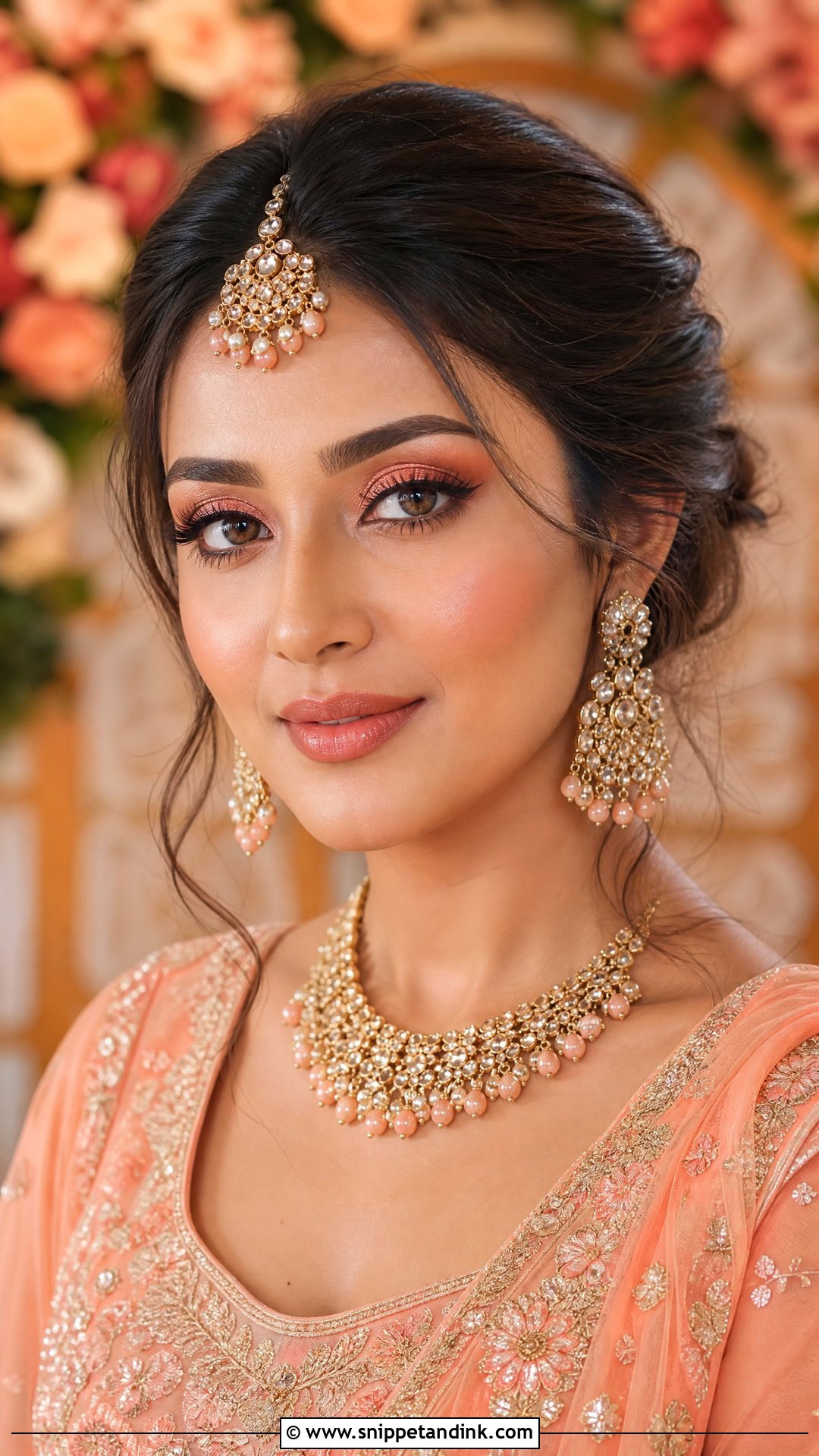 Peach Indian Bridal Makeup - Snippet and Ink - 20 Indian Wedding Bride Makeup Looks