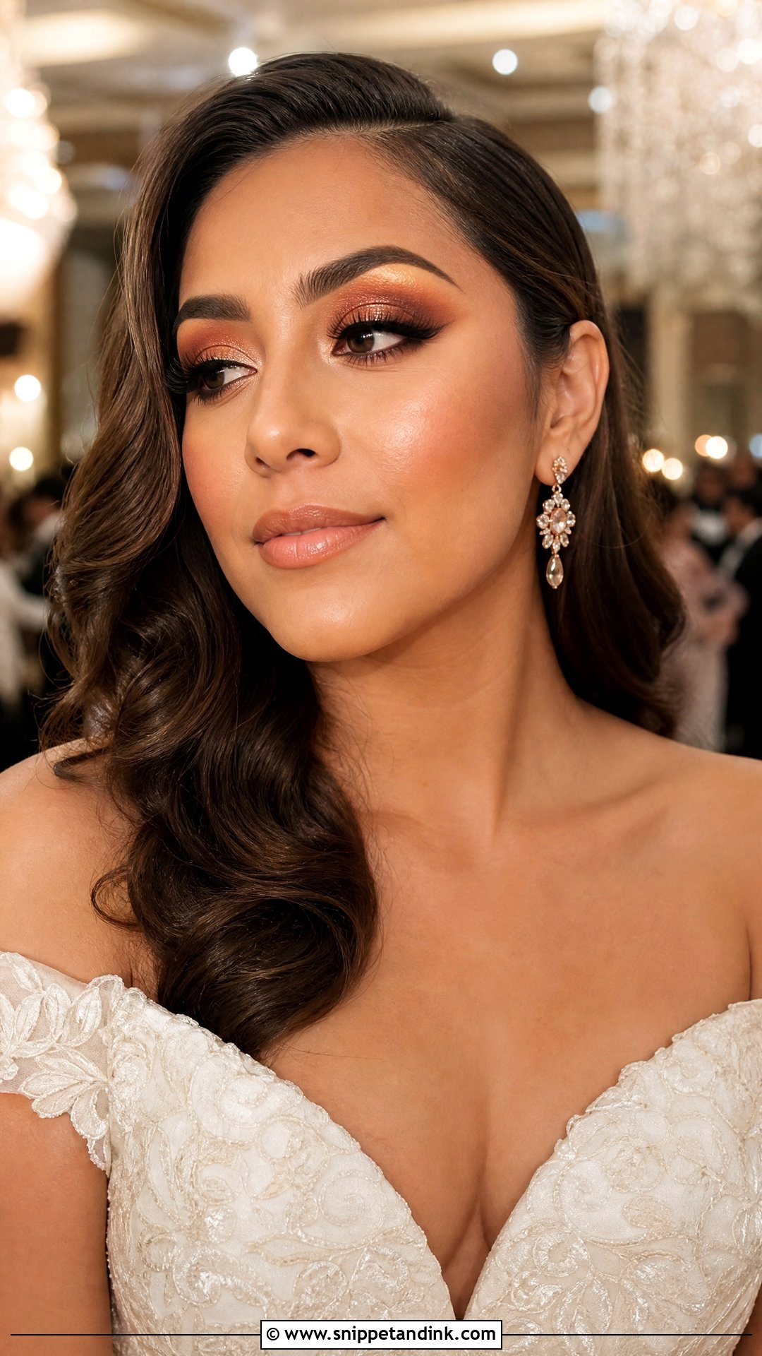 Peach Smokey Eye Bridal Makeup - Snippet and Ink - 20 Peachy Bridal Makeup Ideas