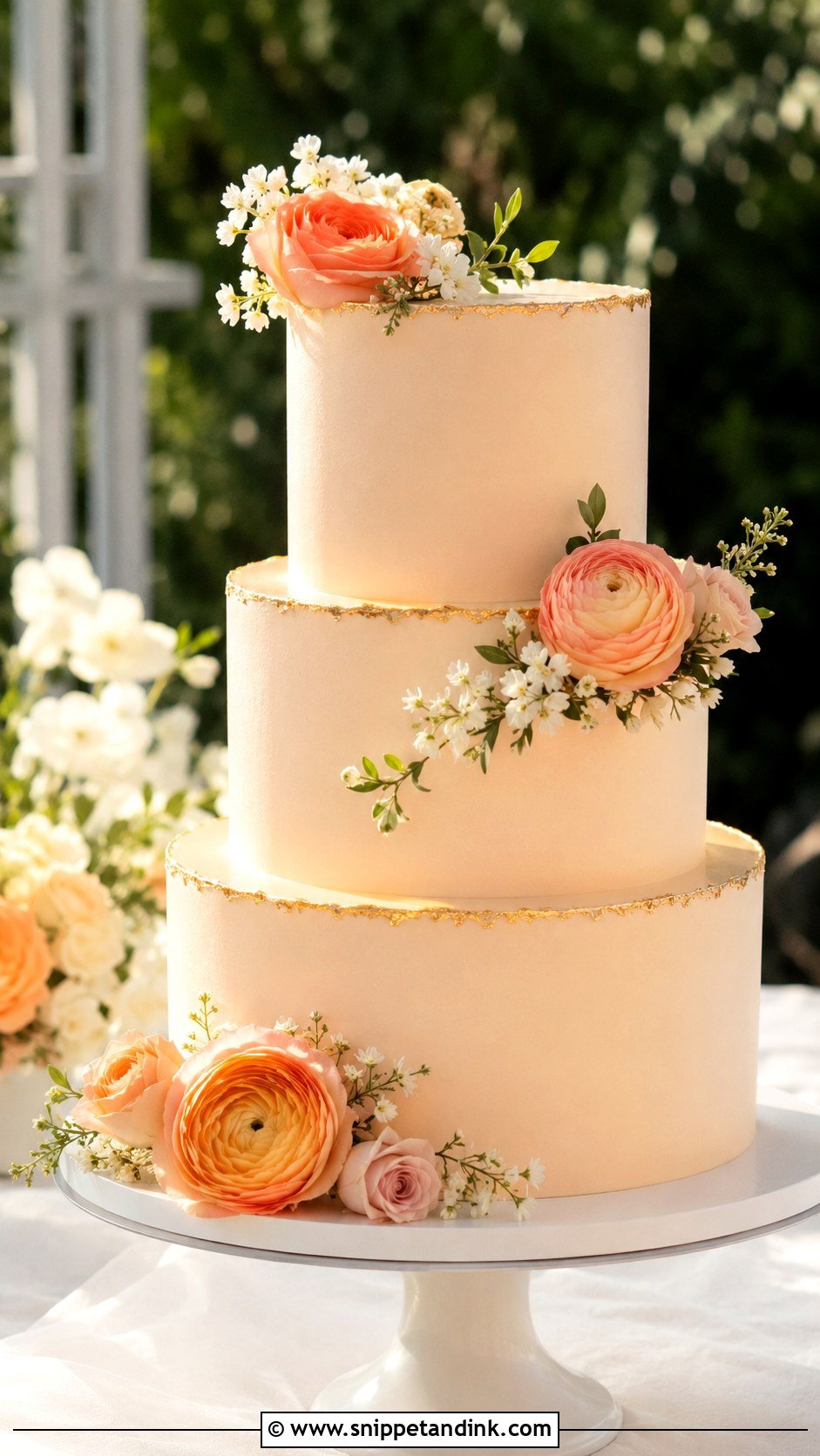 Peach Sorbet Wedding Cake - Snippet and Ink - 20 Sorbet Wedding Cake Ideas