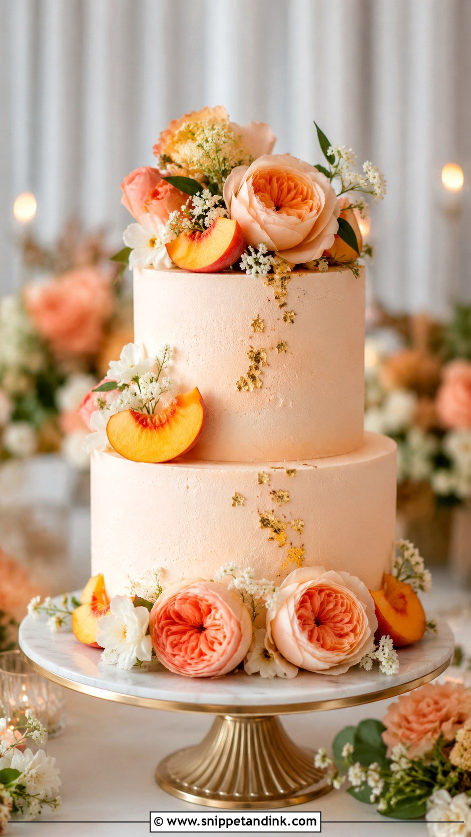 Peach Summer Wedding Cake - Snippet and Ink - 20 Simple Summer Wedding Cake Ideas