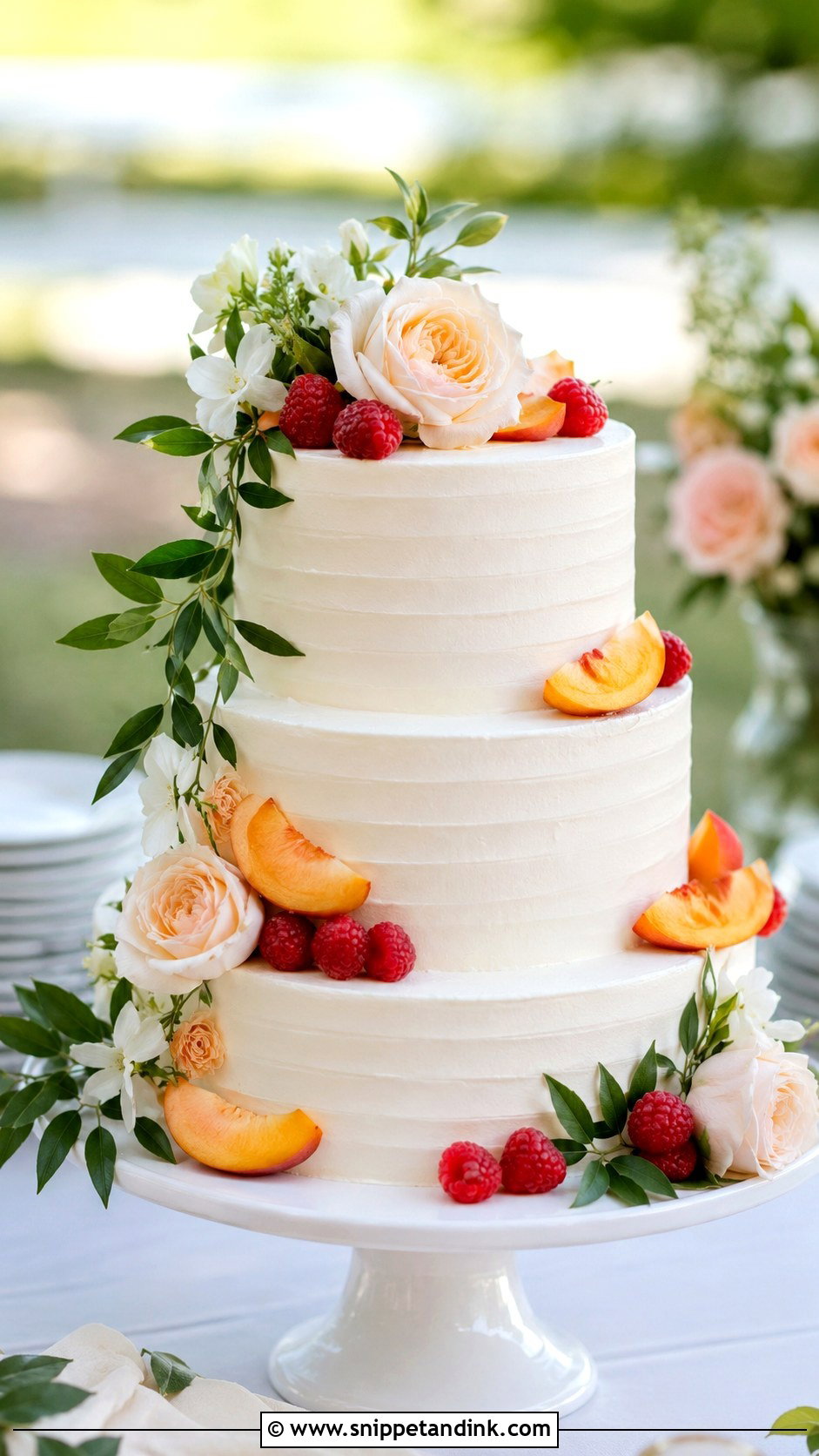 Peach Wedding Cake - Snippet and Ink - 20 Fresh Fruit Wedding Cake Ideas