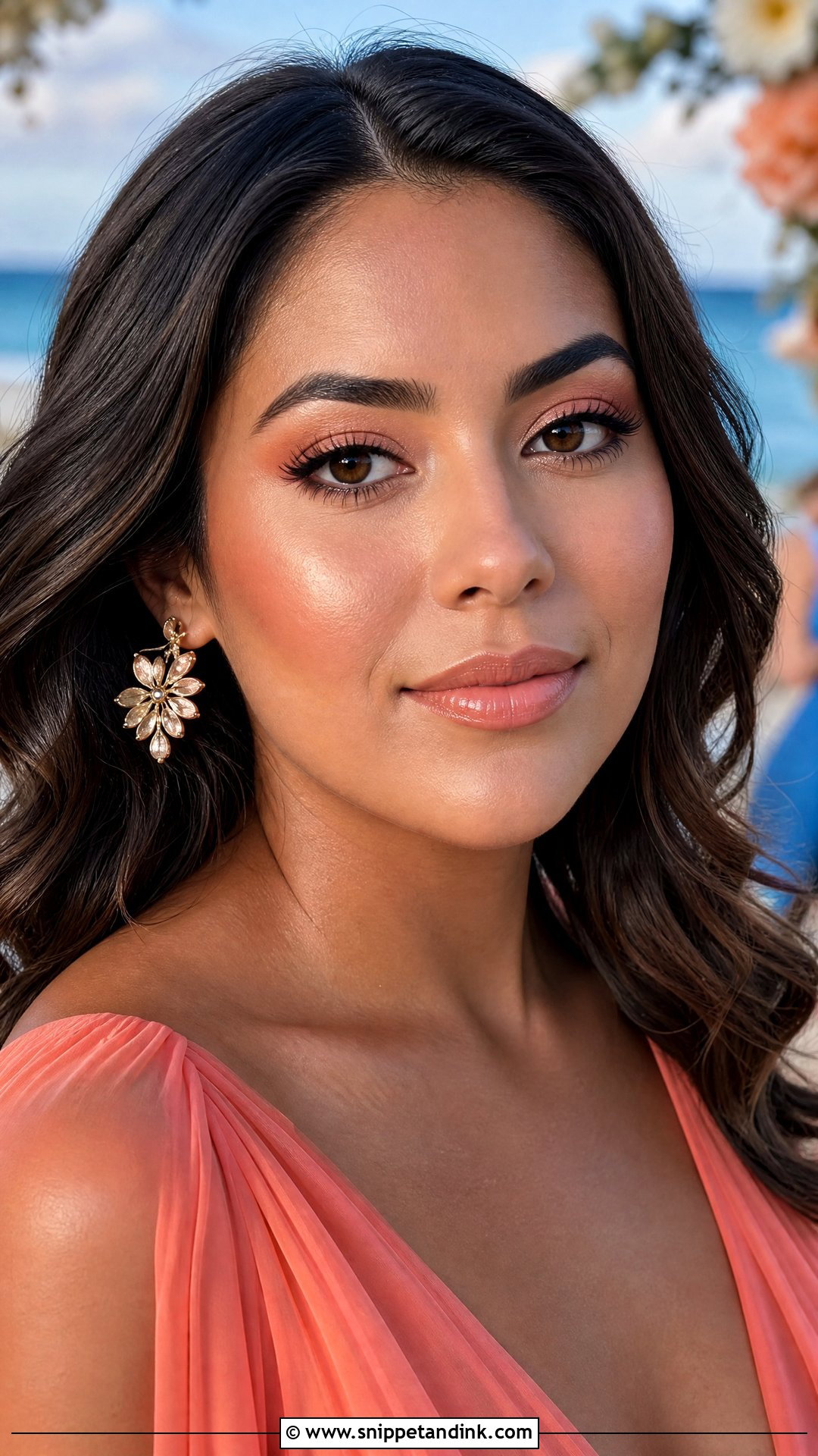 Peach Wedding Guest Makeup For Brown Eyes - Snippet and Ink - 20 Summer Wedding Guest Makeup for Brown Eyes