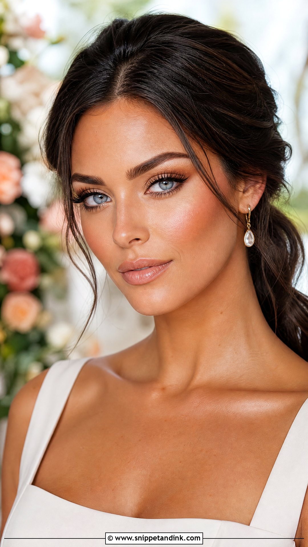Peach Wedding Makeup For Blue Eyes Brunette - Snippet and Ink - 20 Natural Wedding Makeup for Blue Eyes Brunette