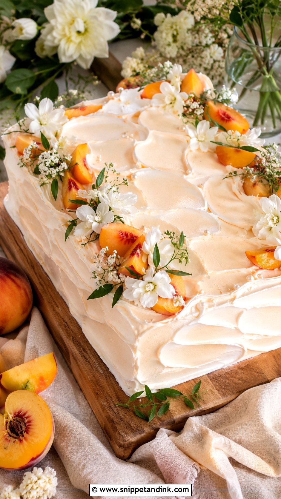 Peach Wedding Sheet Cake - Snippet and Ink - 20 Summer Sheet Cake Designs for Wedding