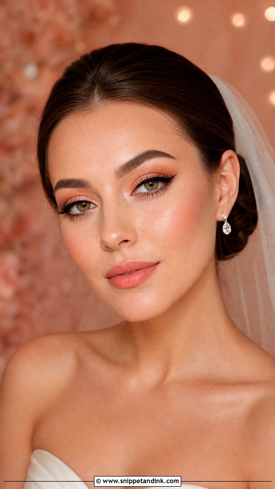 Peach Winged Liner Bridal Makeup - Snippet and Ink - 20 Peachy Wedding Makeup Ideas