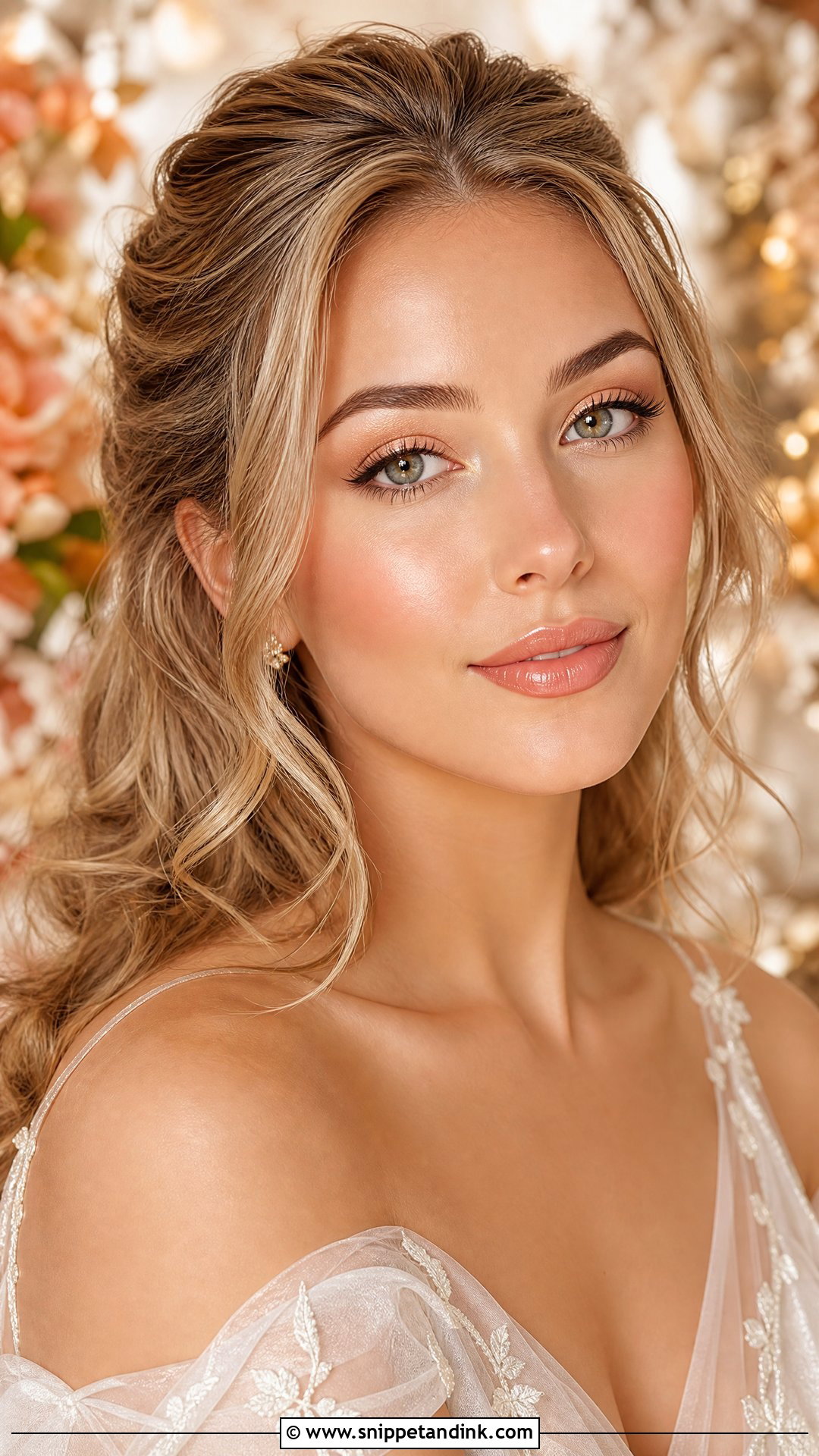 Peachy Nude Bridal Makeup For Green Eyes - Snippet and Ink - 20 Fall Wedding Makeup for Bride Green Eyes