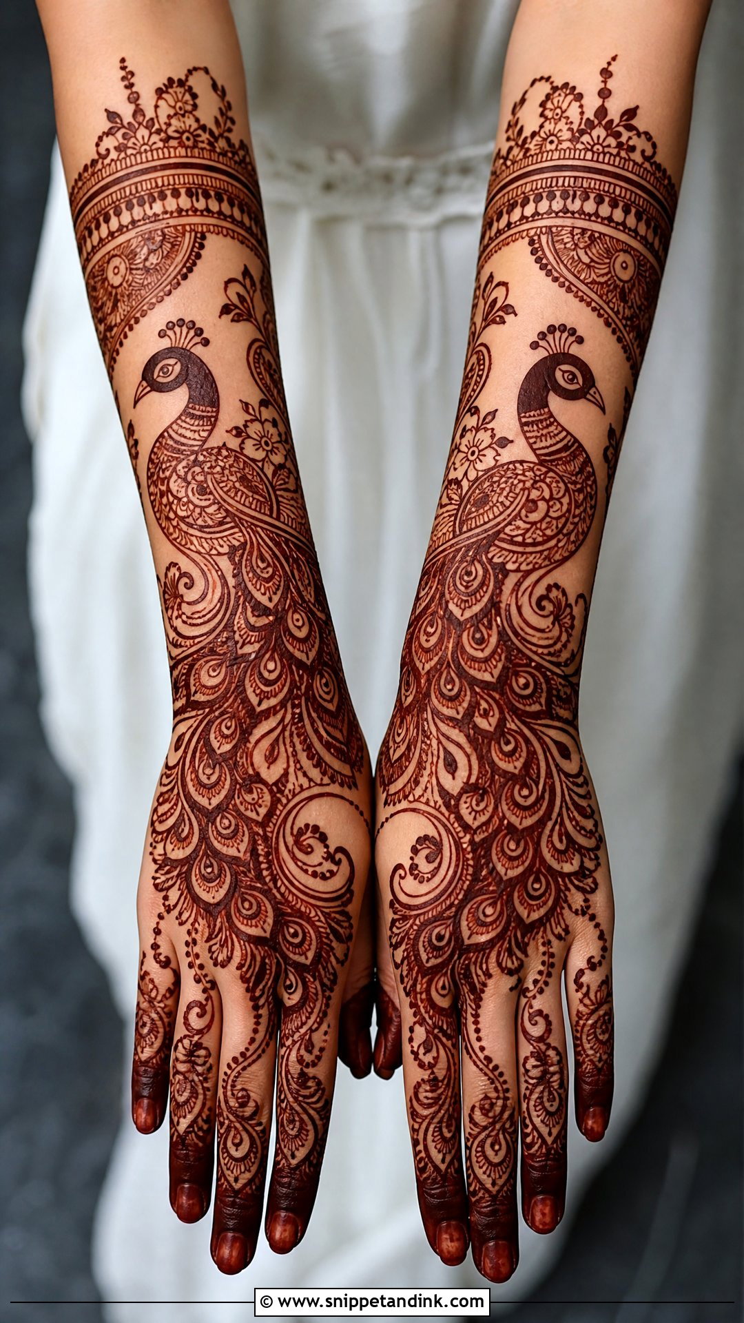 Peacock Back Bridal Mehndi Design - Snippet and Ink - 25 Back Bridal Mehndi Designs