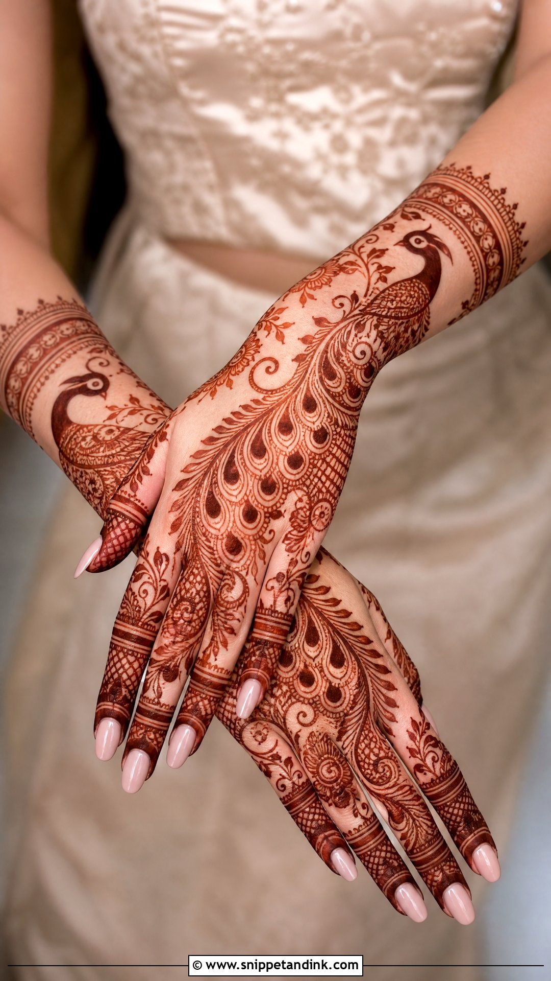 Peacock Back Hand Engagement Mehndi Design - Snippet and Ink - 20 Back Hand Engagement Mehndi Designs