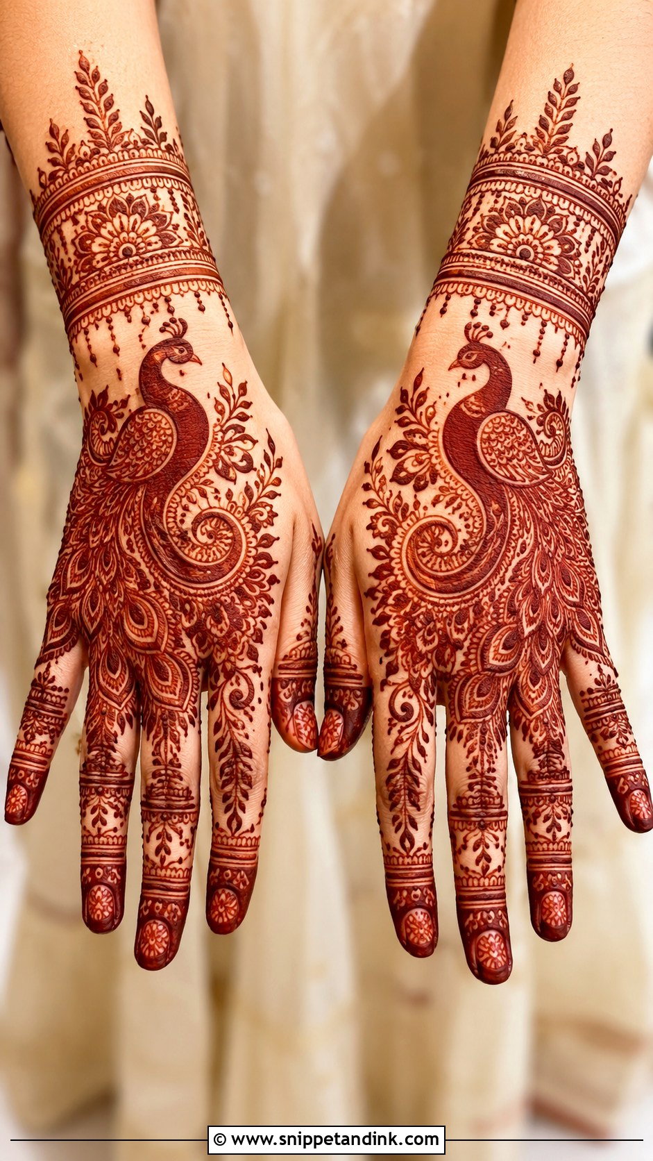 Peacock Back Hand Mehndi Design - Snippet and Ink - 35 Back Hand Mehndi Designs