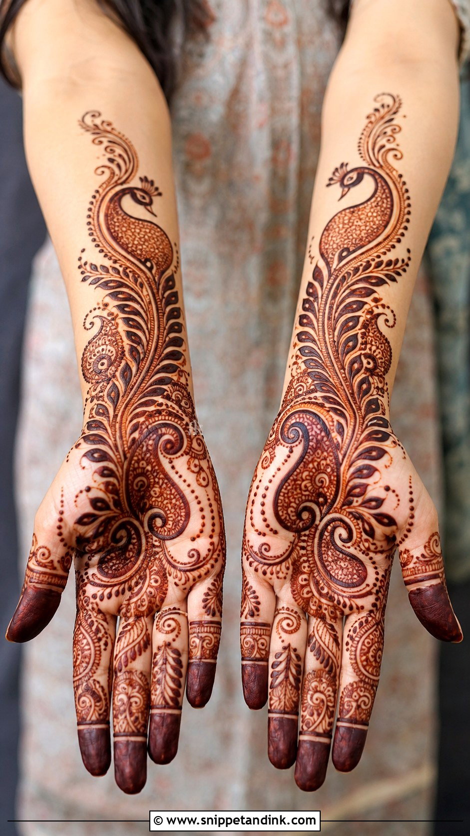 Peacock Bel Mehndi Design - Snippet and Ink - 30 Bel Mehndi Designs