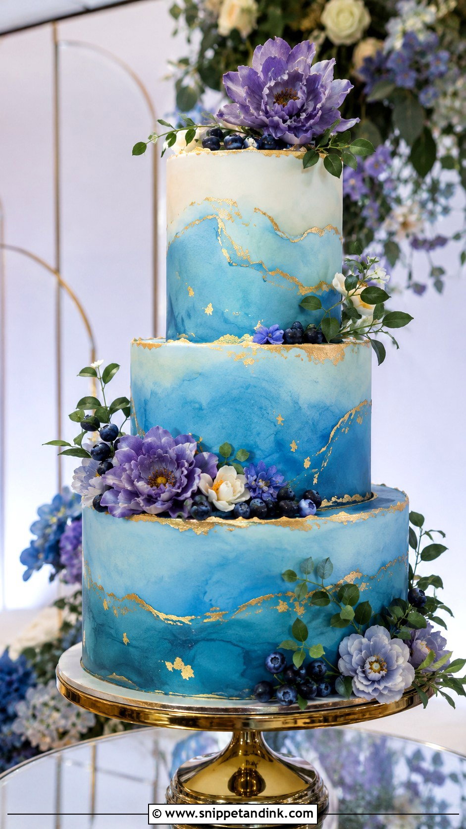 Peacock Blue Wedding Cake - Snippet and Ink - 20 Jewel Tone Wedding Cake Ideas