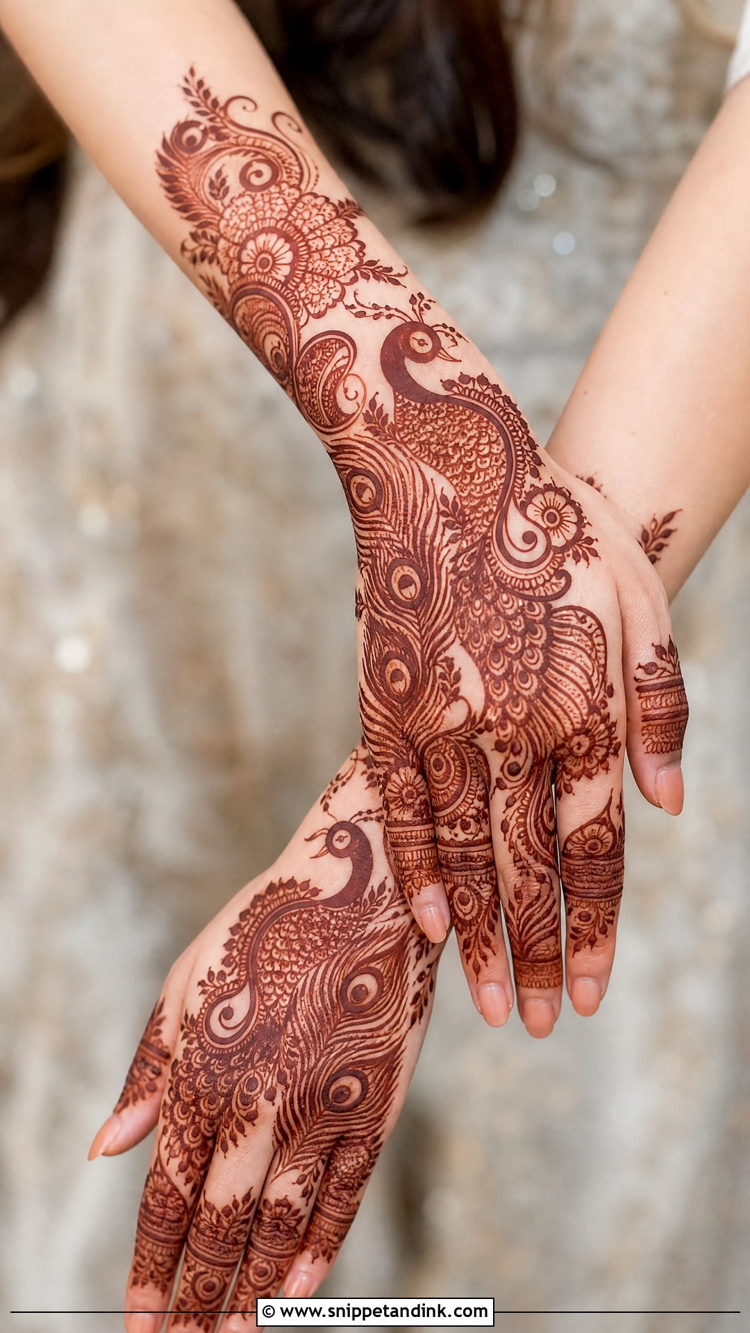 Peacock Bridal Back Hand Mehndi Design - Snippet and Ink - 20 Latest Bridal Back Hand Mehndi Designs