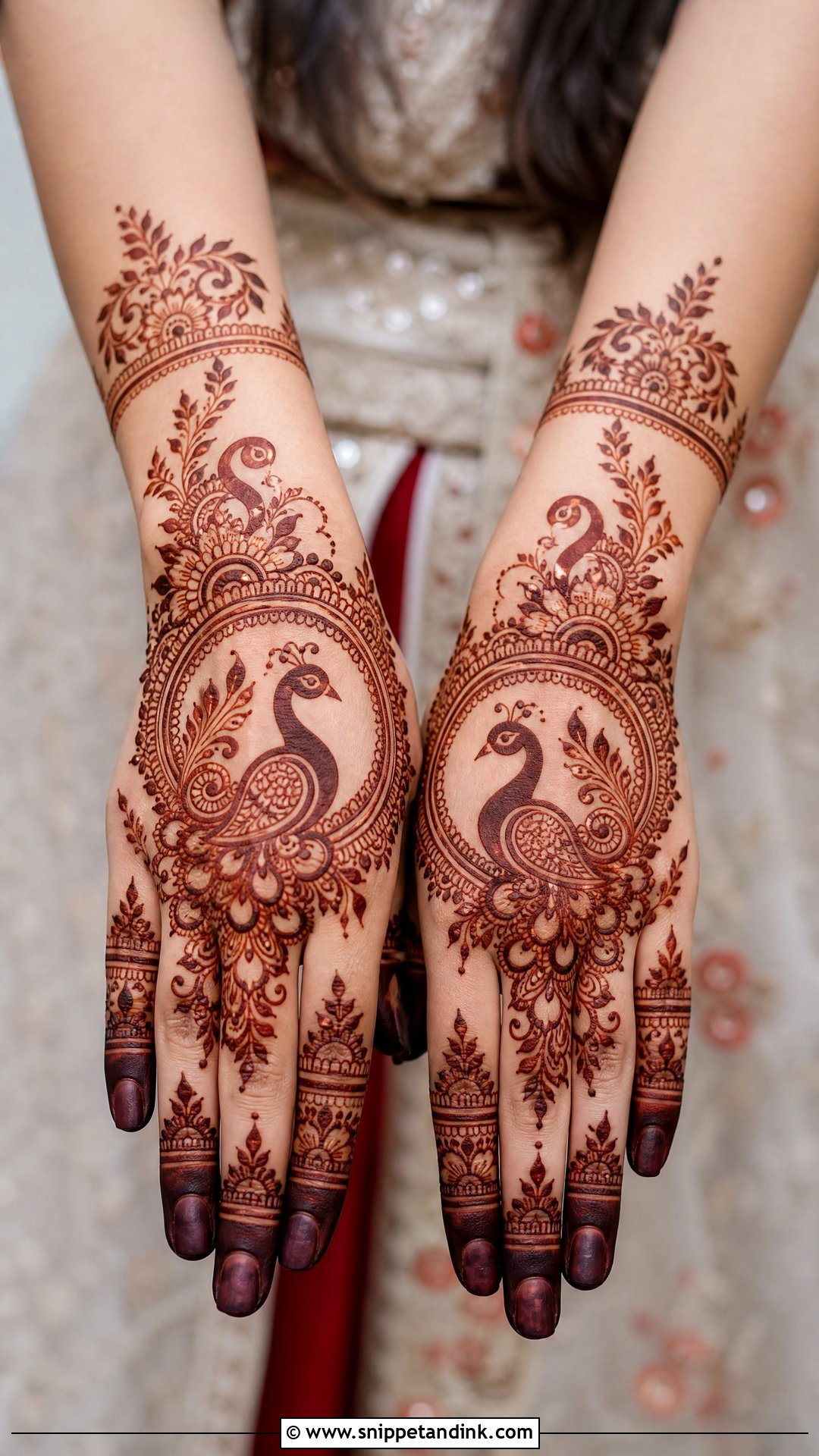 Peacock Bridal Back Hand Mehndi Design - Snippet and Ink - 20 Latest Bridal Back Side Mehndi Design Ideas
