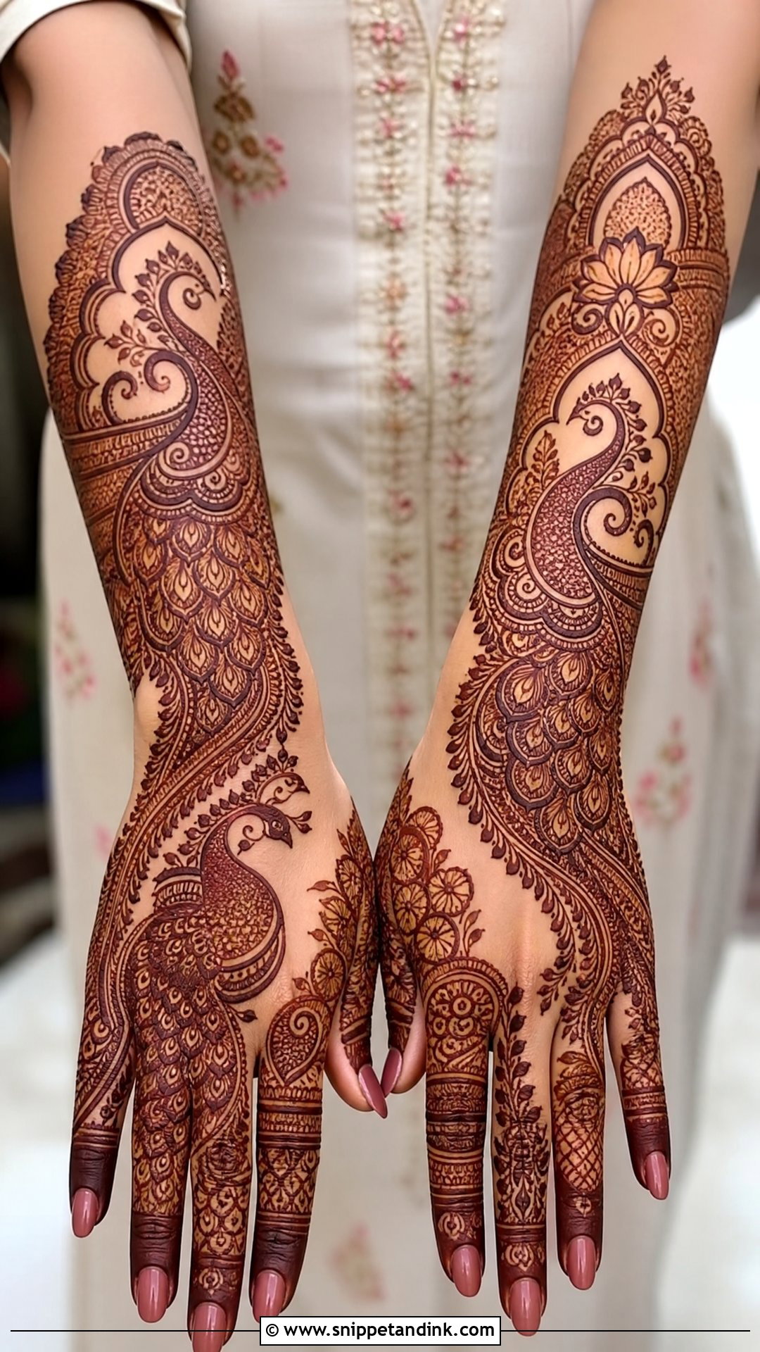 Peacock Bridal Back Hand Mehndi Design - Snippet and Ink - 30 Bridal Back Hand Mehndi Design Ideas