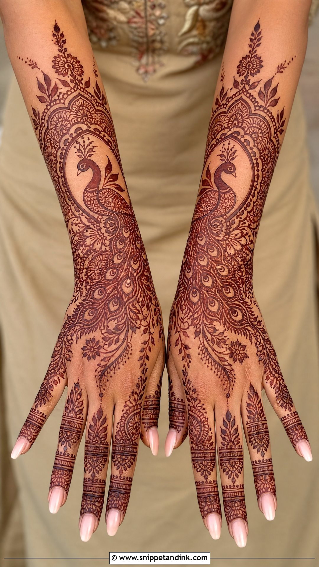 Peacock Bridal Back Hand Mehndi Full Hand - Snippet and Ink - 20 Simple Easy Full Hand Bridal Back Hand Mehndi Designs