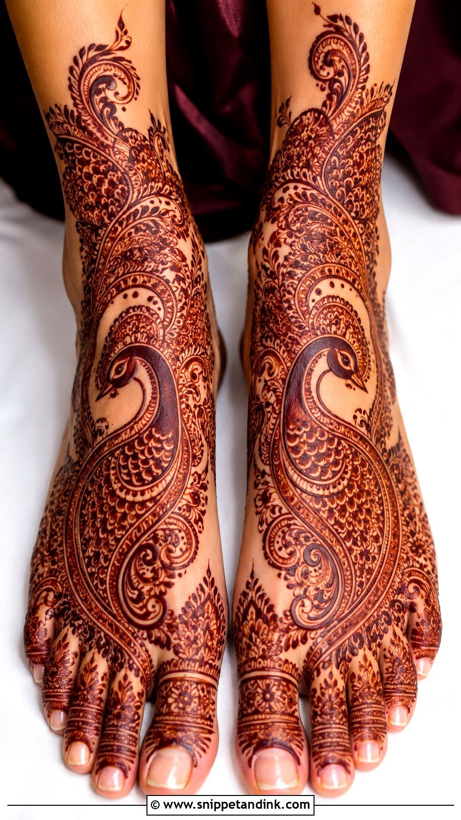Peacock Bridal Foot Mehndi Design - Snippet and Ink - 30 Bridal Mehndi Designs for Foot
