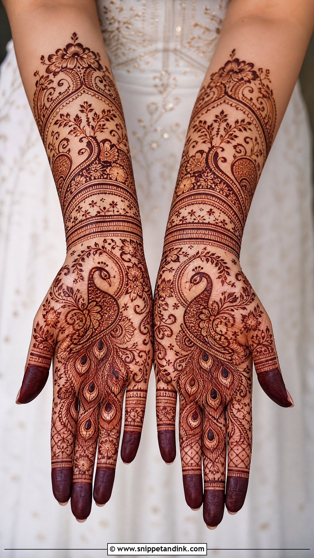 Peacock Bridal Front Hand Mehndi Design - Snippet and Ink - 25 Bridal Front Hand Mehndi Designs