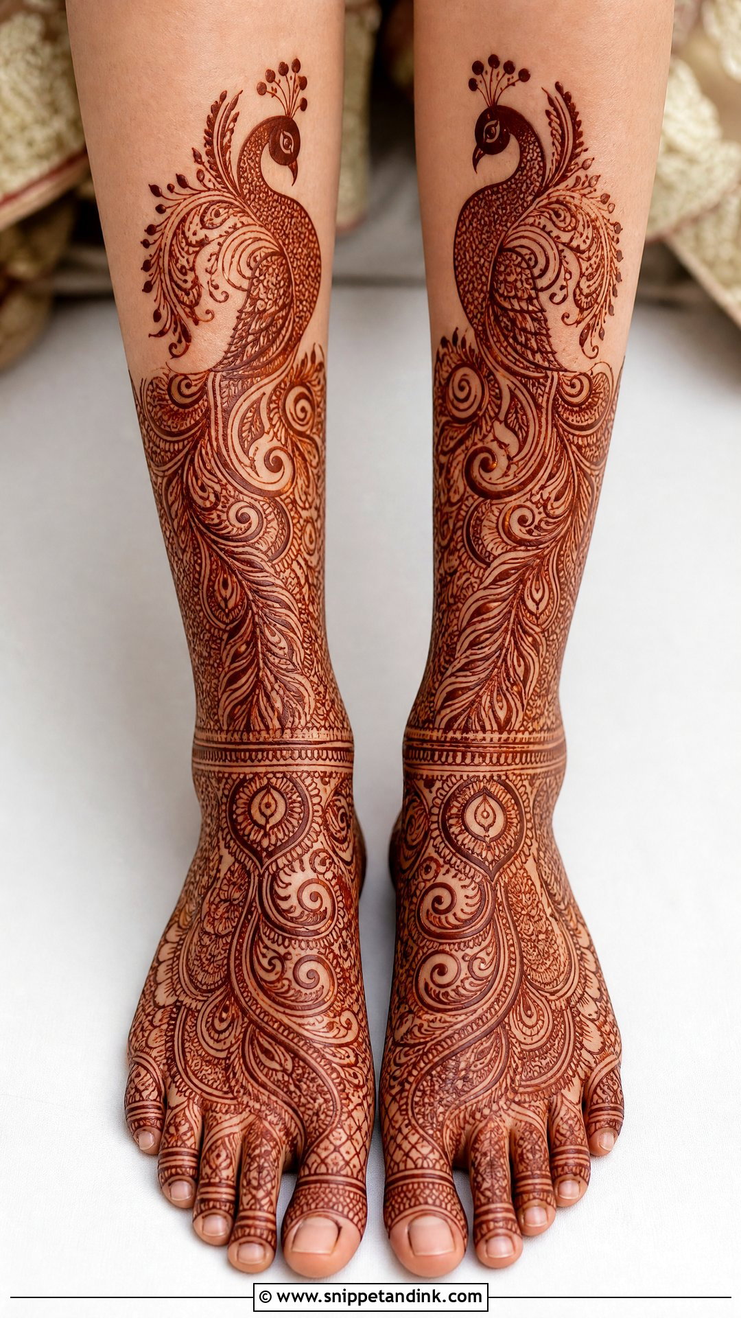 Peacock Bridal Leg Mehndi Design - Snippet and Ink - 20 Bridal Mehndi Mehandi Designs for Legs